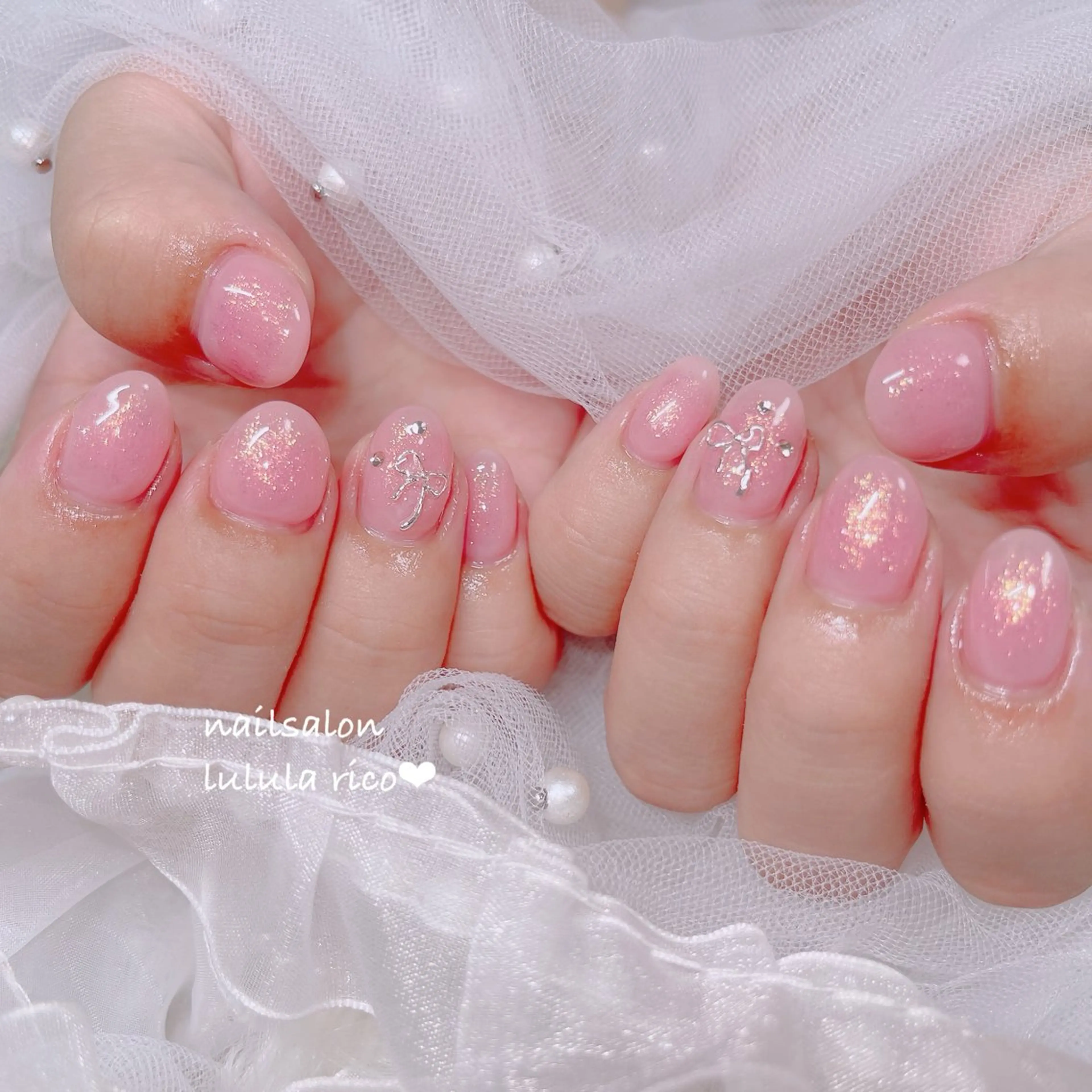 ネイル チークネイル 韓国ネイル ラメ(グリッター) ピンク ワンホンネイル lulula ricoのエステ・リラクイメージ