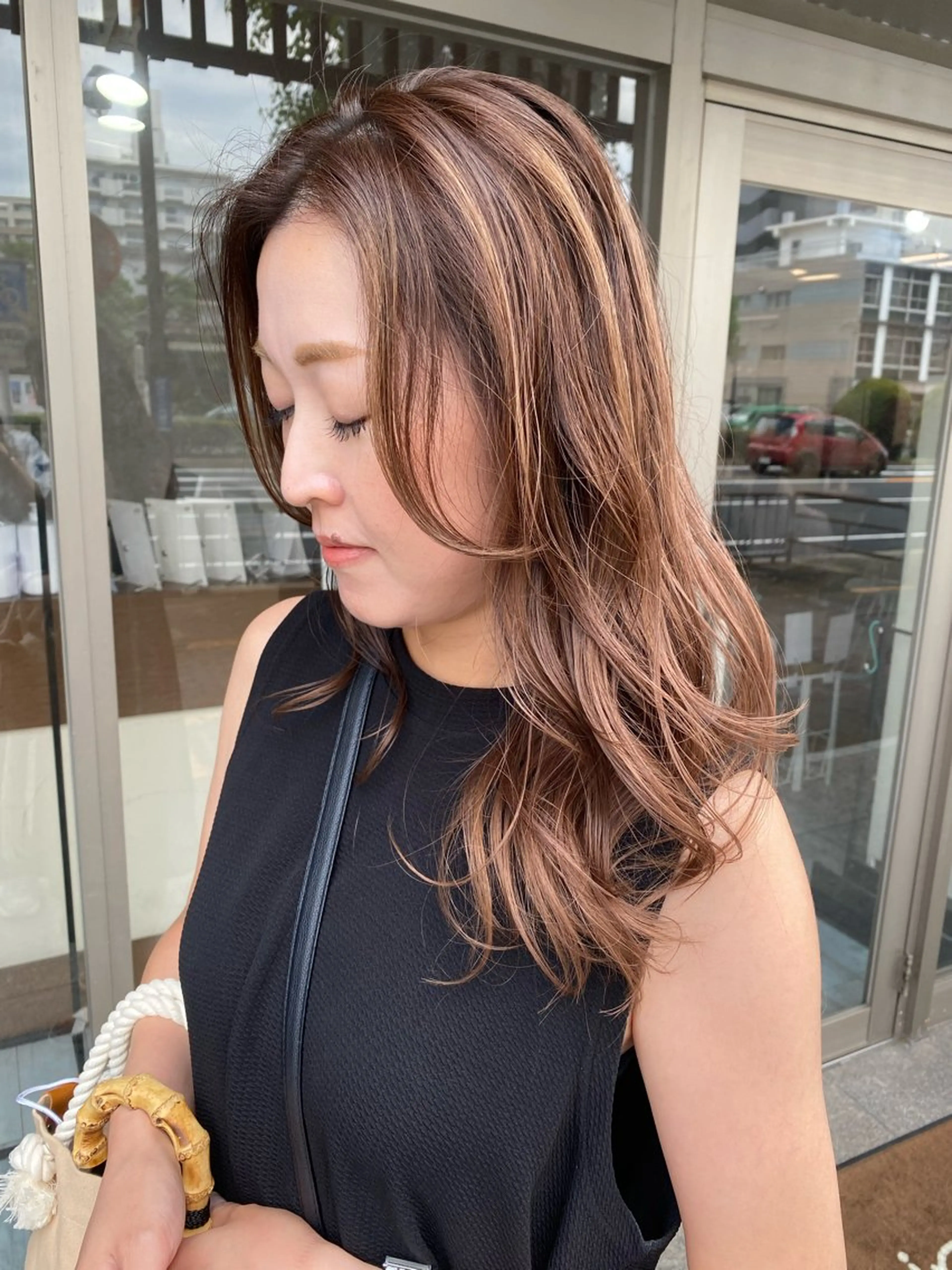 ロング ハイライト レイヤーカット カット ヘアカラー トリートメント 日比 貴大/ minim hairのヘアスタイル