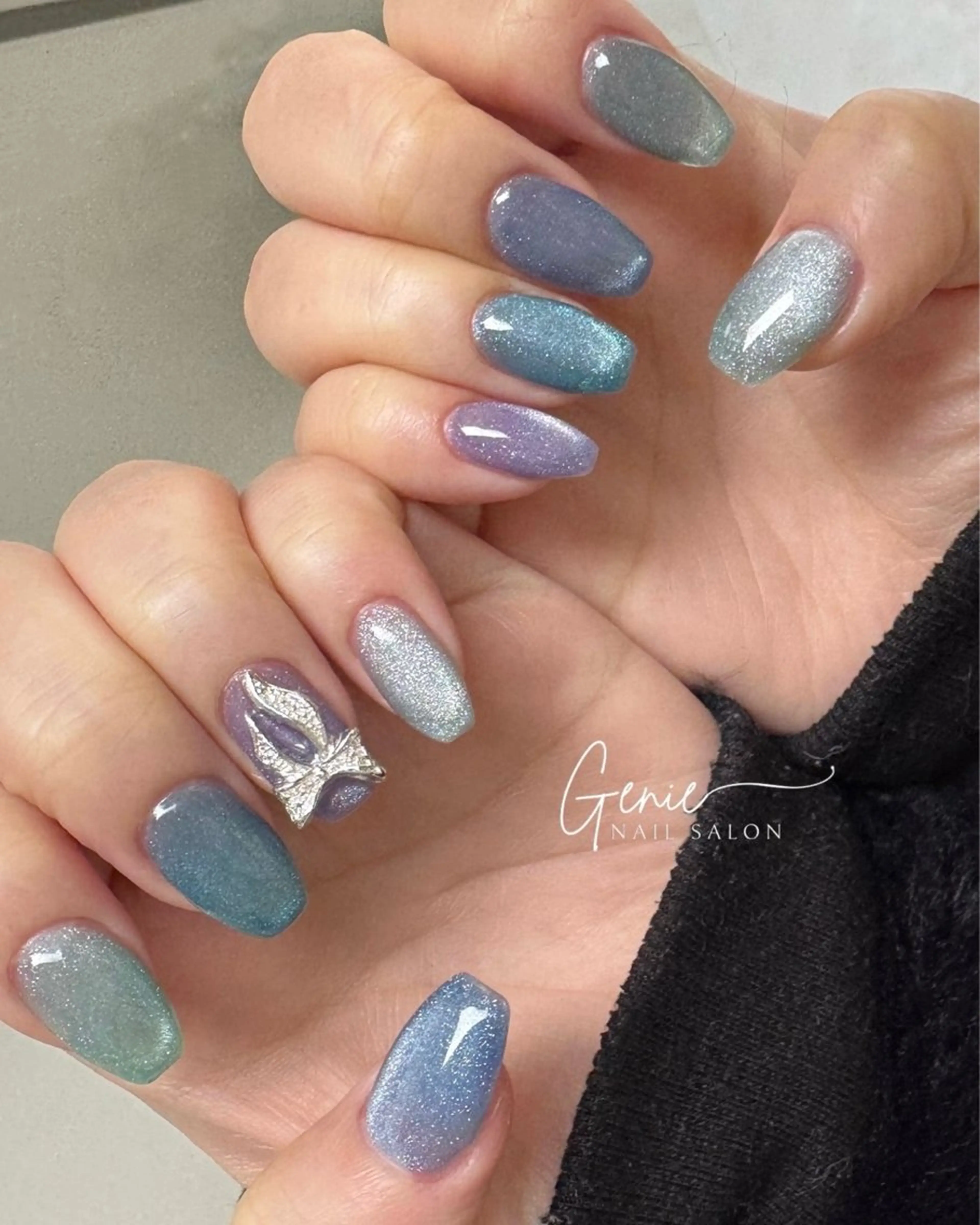 ネイル マグネットネイル リボン ハンドネイル Nail salon Genie所属・Nail salon Genieのネイルデザイン