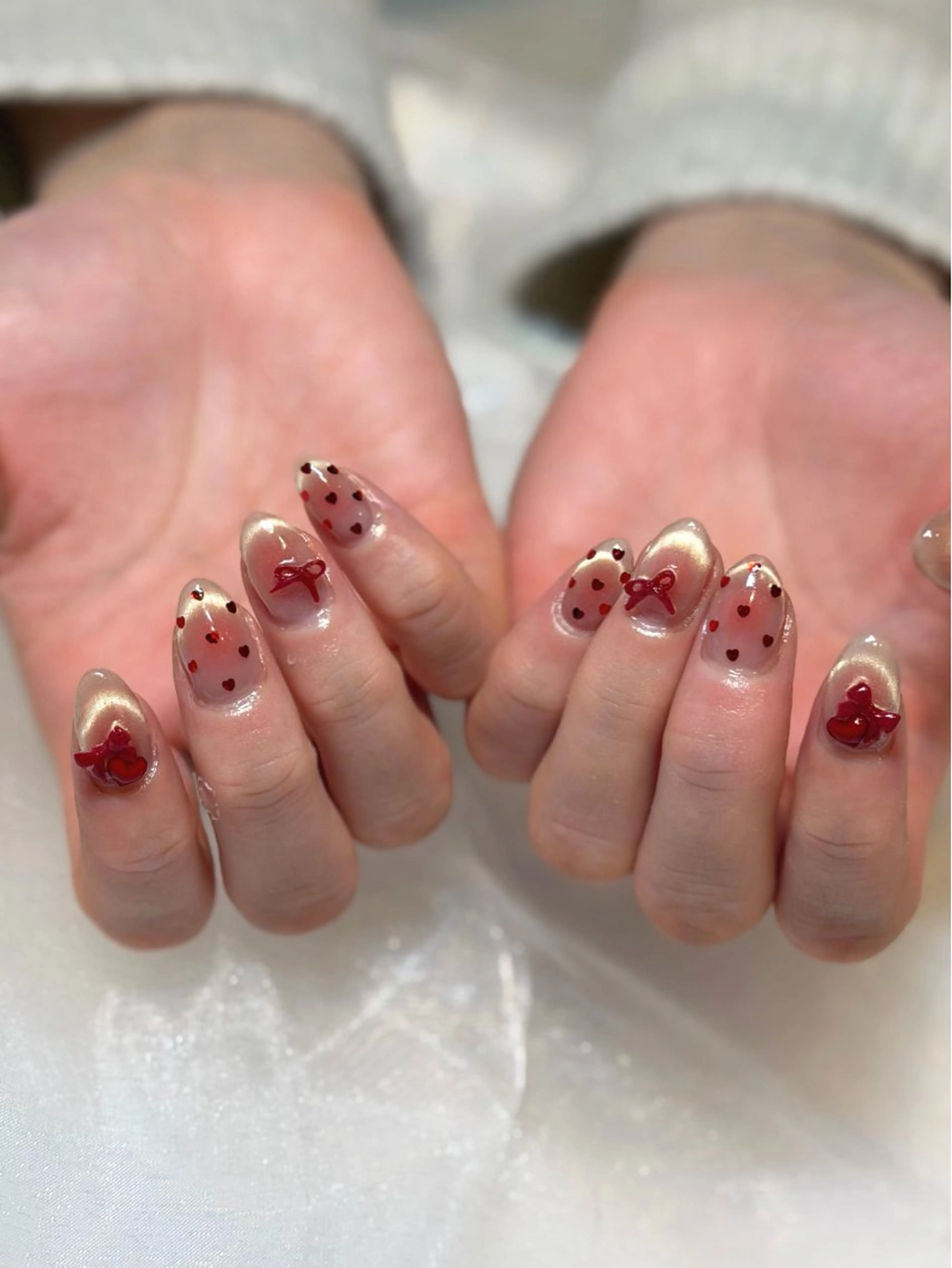 ネイル バレンタイン nailsalon moe.所属・yume 大人かわいいネイルのネイルデザイン