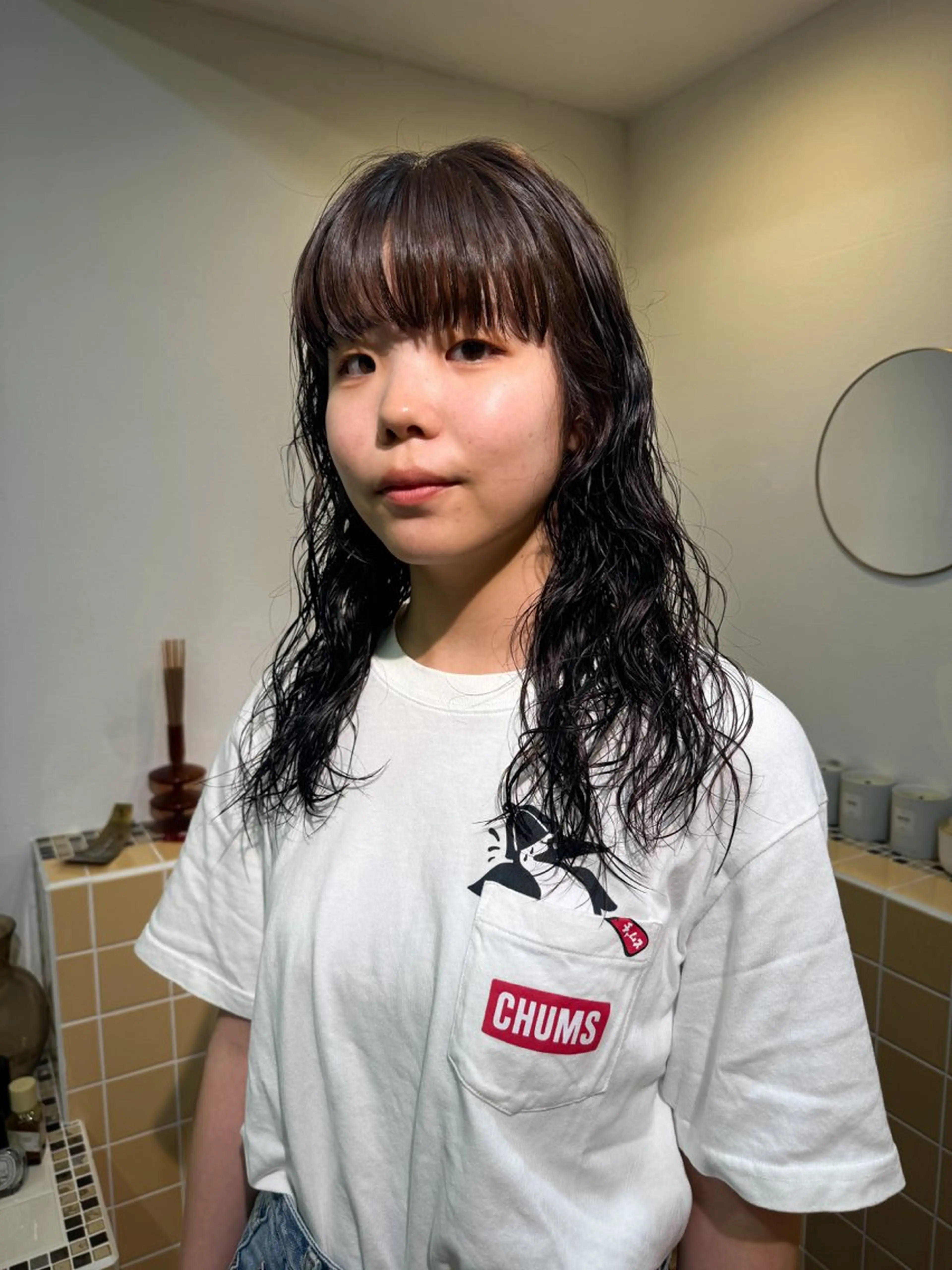 セミロング パーマ セミロングパーマ 縮毛矯正 カット パーマ Seeknext // Rukaのヘアスタイル