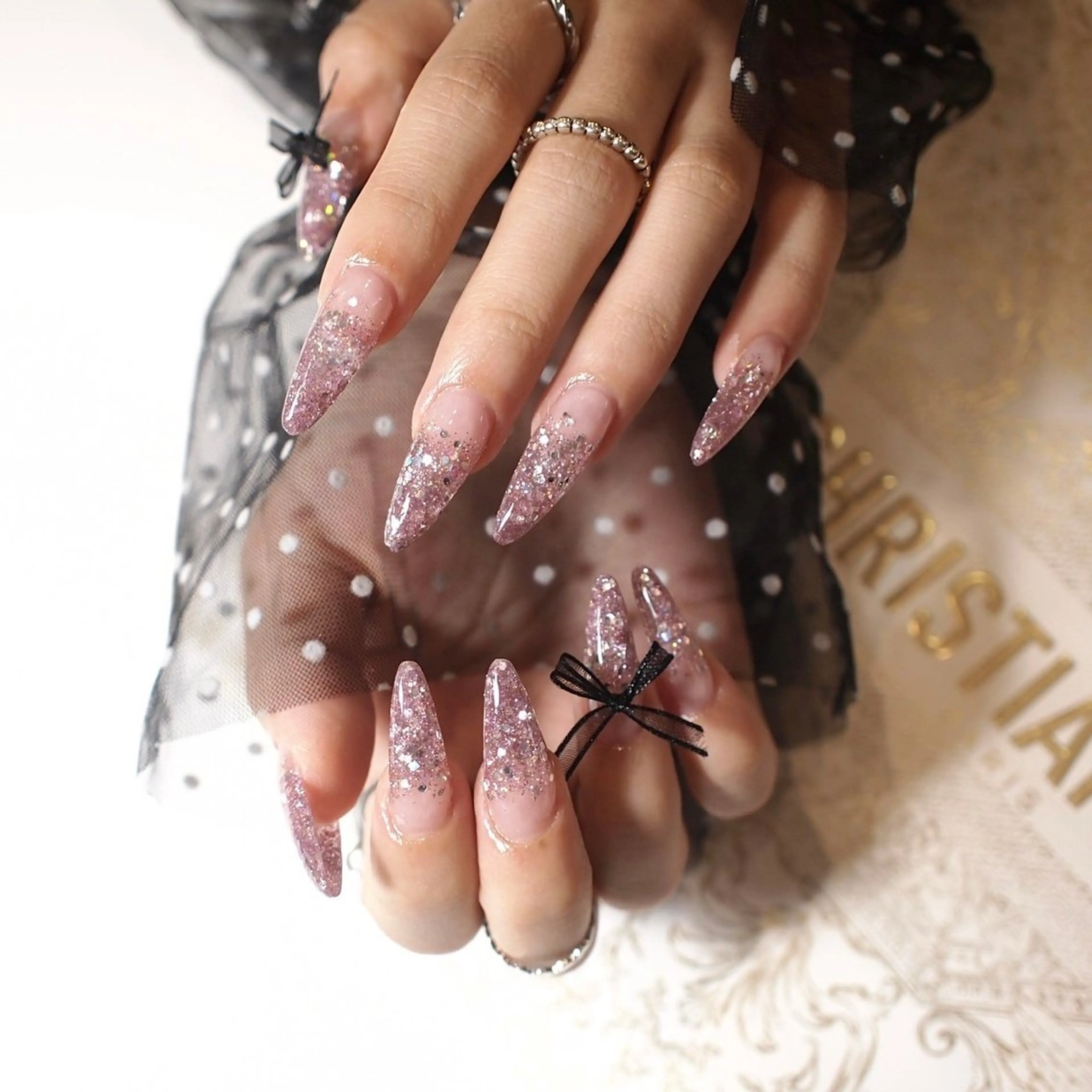 ネイル ラメ(グリッター) ラメグラデーション スカルプネイル 【ＯＲＧＡＮ】 nailのネイルデザイン