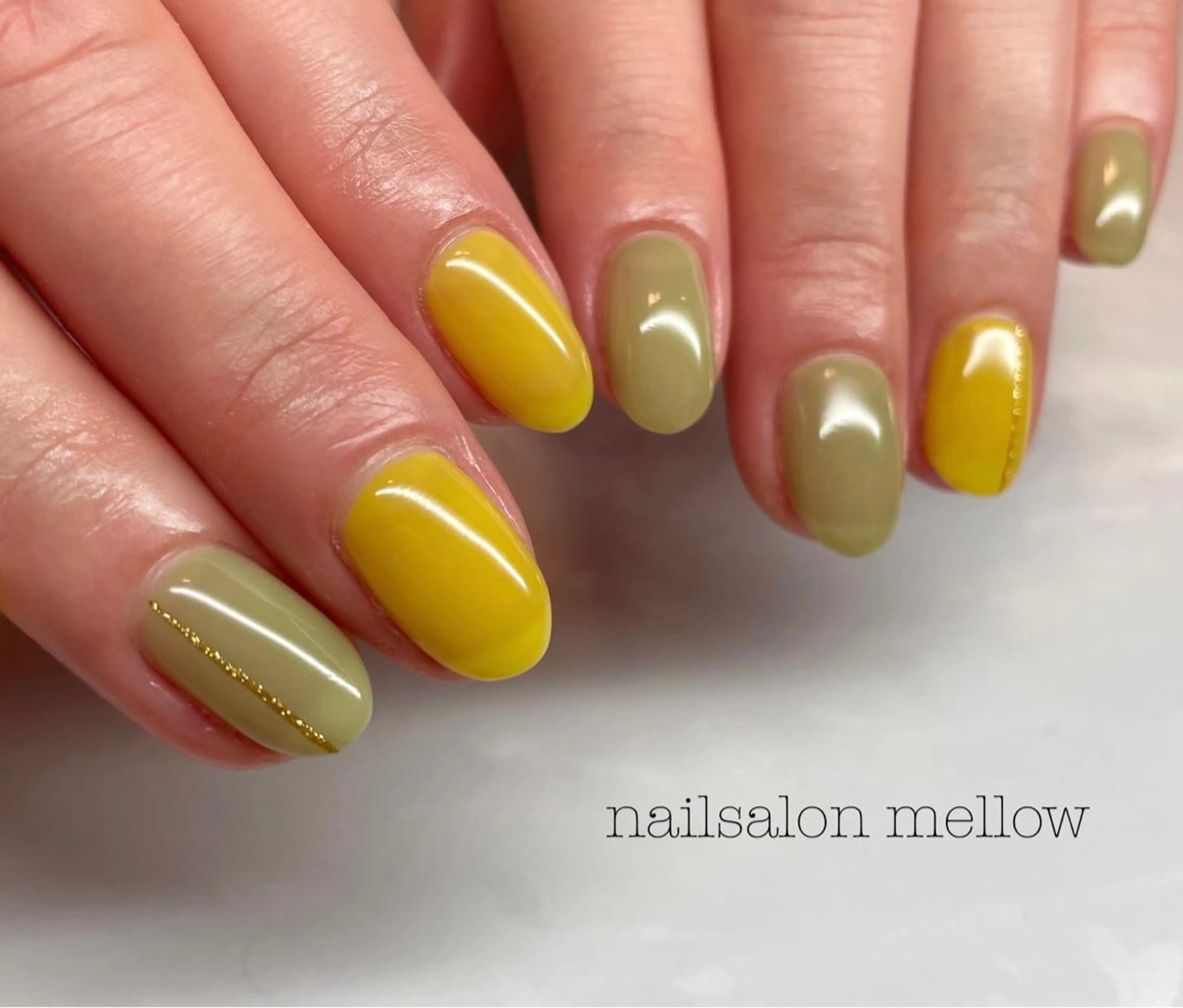 ネイル グリーン 春ネイル 黄色 大山 浩美のネイルデザイン