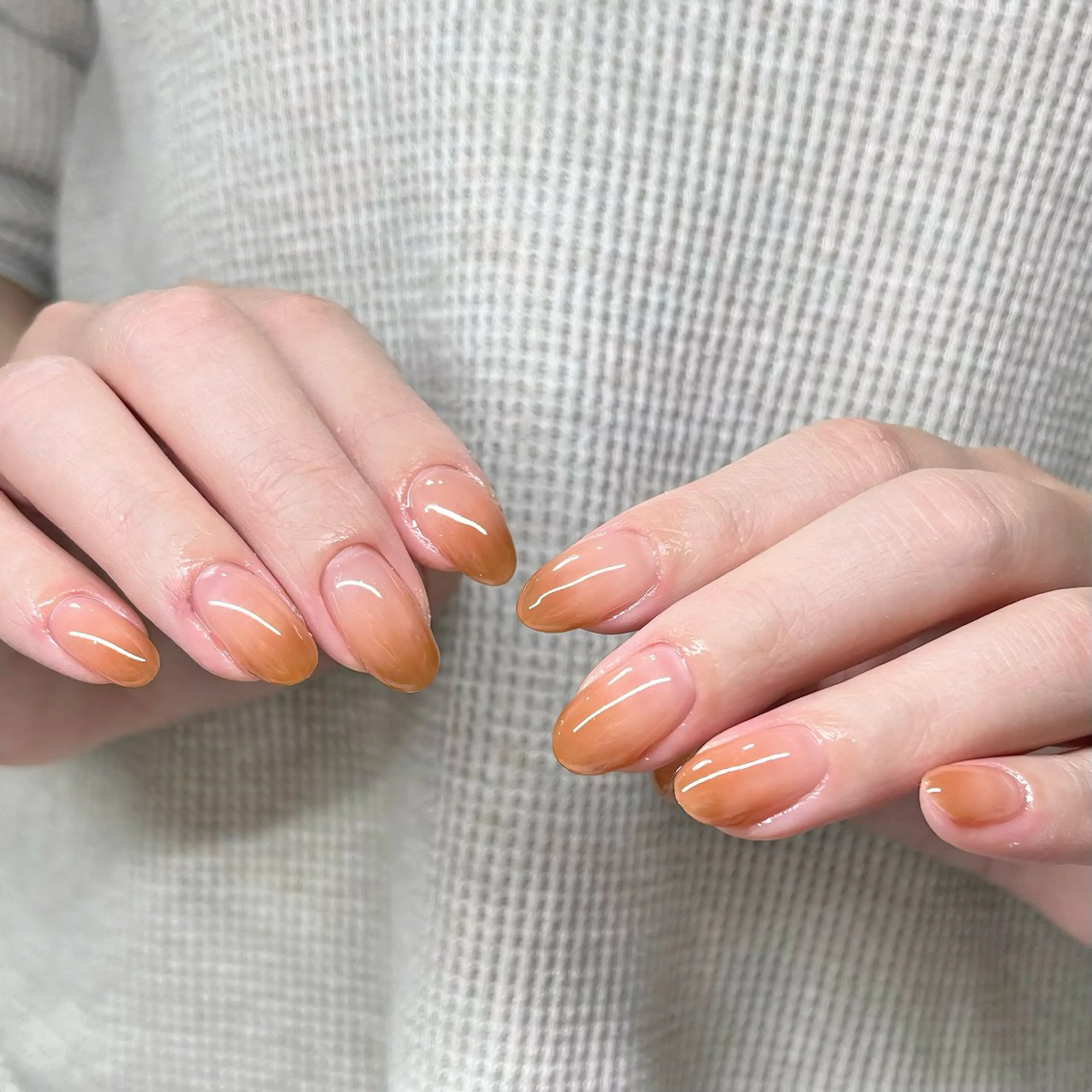 ネイル ブラウン グラデーション オレンジ ピンク シンプルネイル ハンドネイル ハンドケア 🎀NAIL🎀 AI🪄︎︎◝✩のネイルデザイン