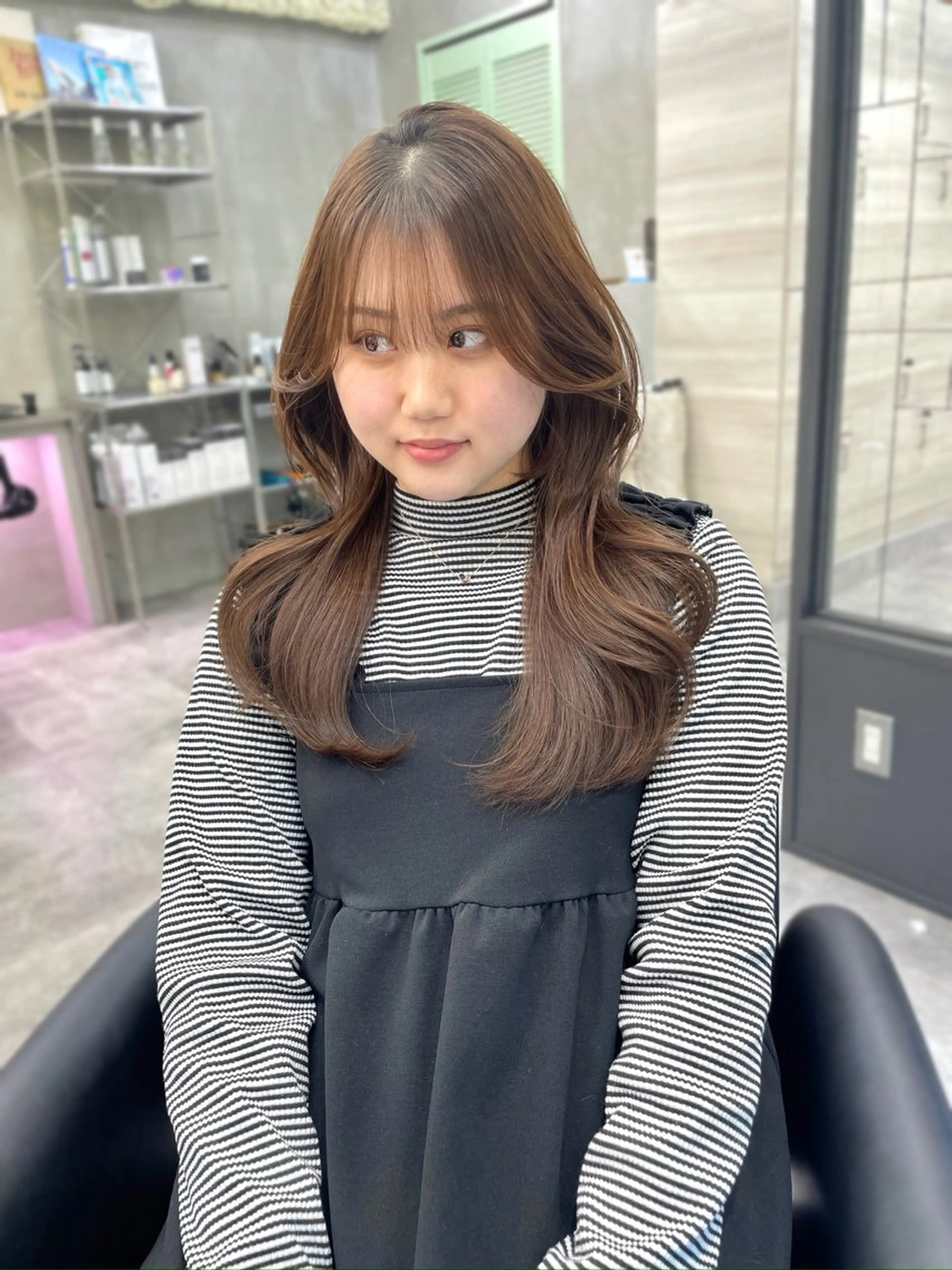 セミロング カラー ヘアアレンジ 韓国風ヘア レイヤーカット the path shogo🌻のヘアスタイル