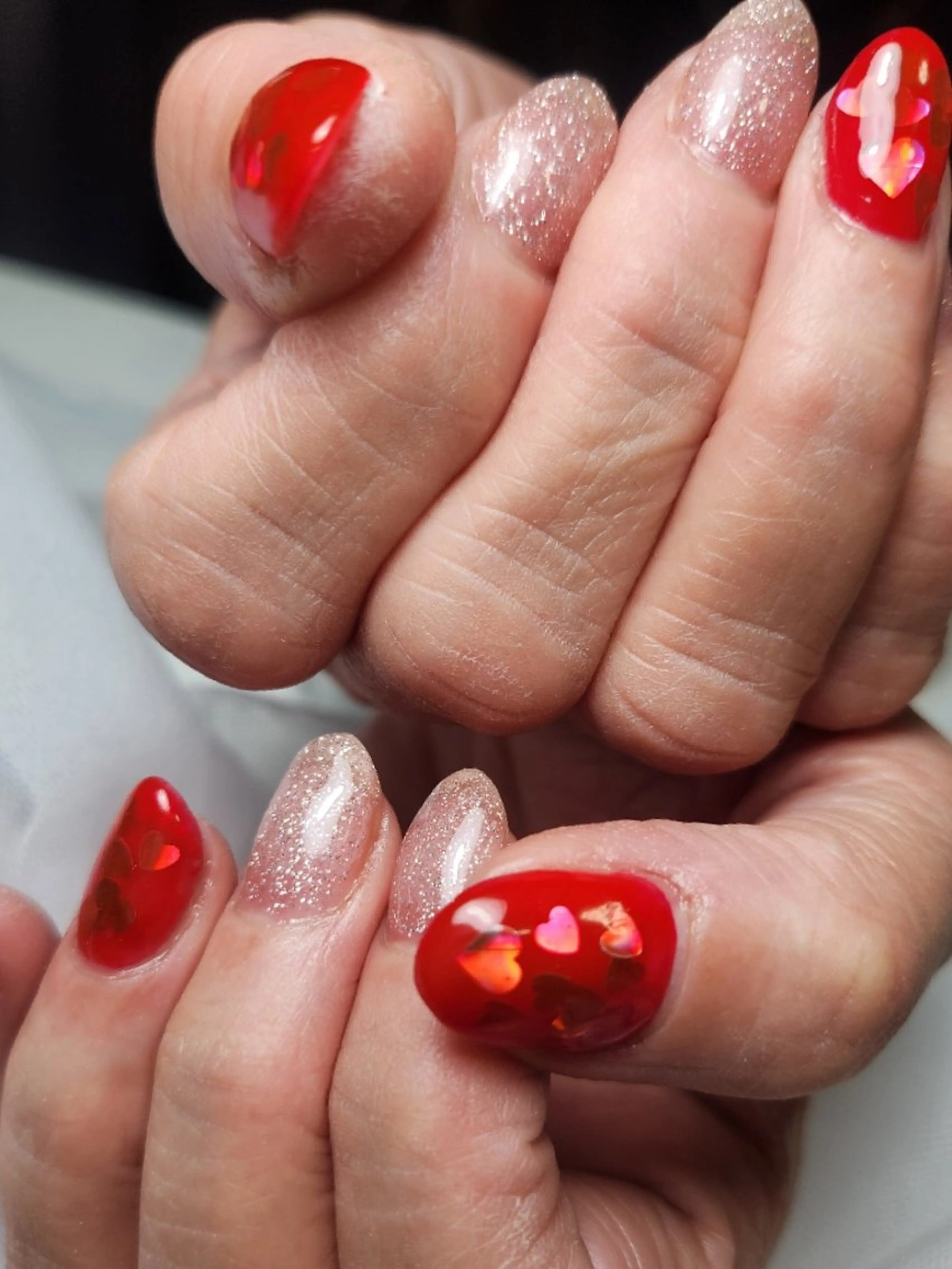 ネイル フラッシュネイル ジェルネイル ハート キラキラネイル ラメ(グリッター) Nailroom3  古屋明美のネイルデザイン