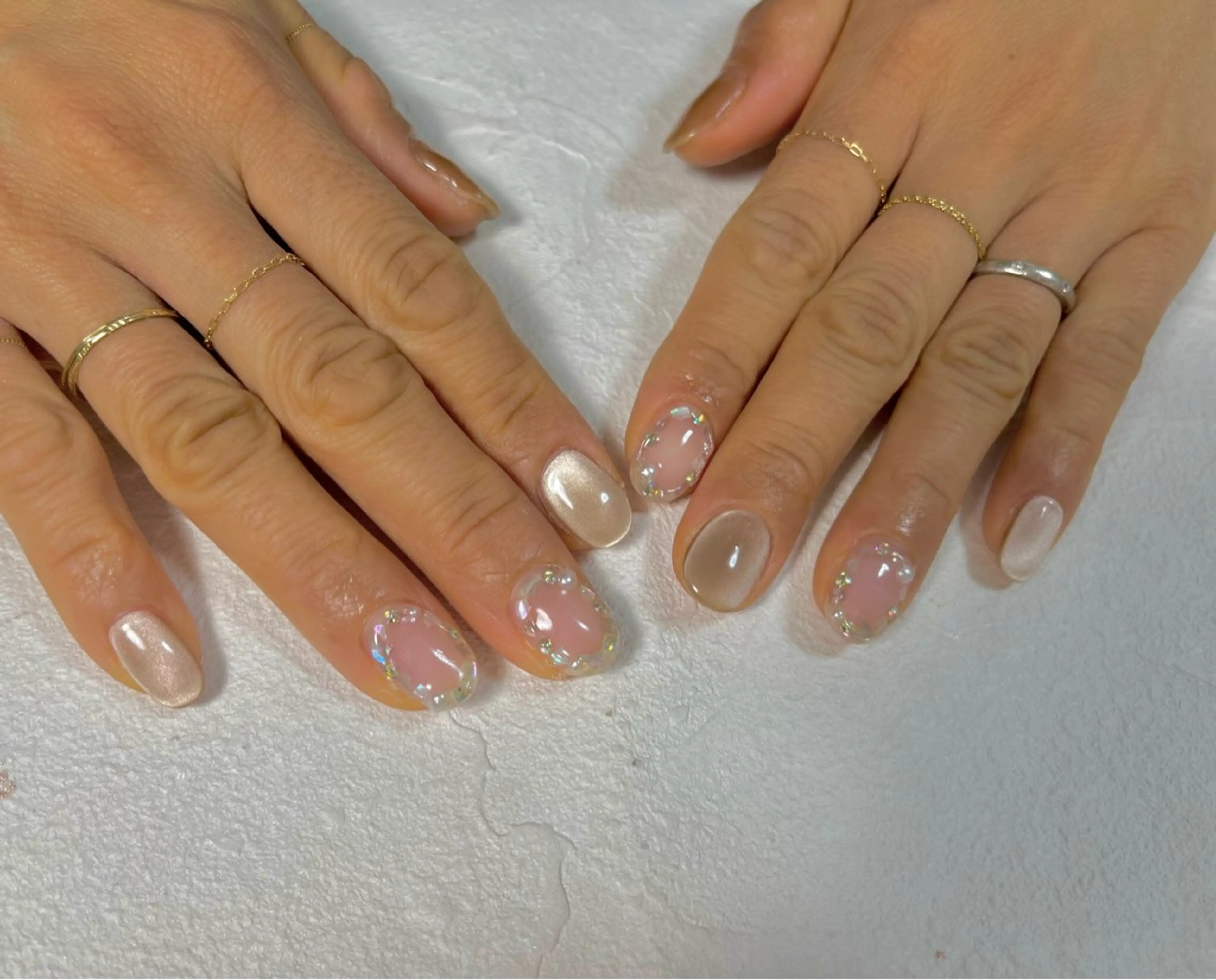 ネイル オーロラネイル フットネイル フレンチネイル ジェルネイル 韓国ネイル ハンドネイル kiki nail たまプラーザのネイルデザイン