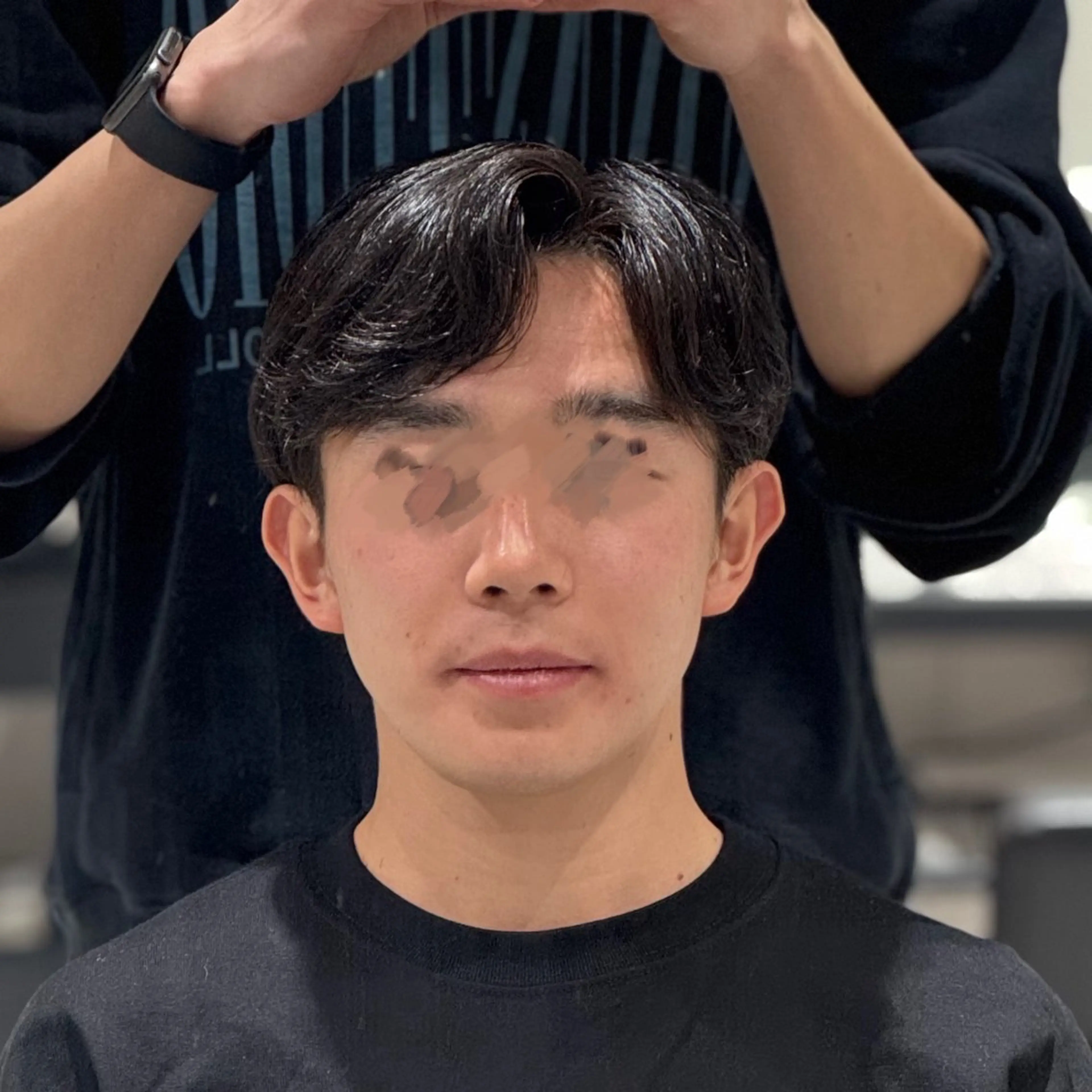 メンズ コンマヘア 曲がる縮毛/カルマパ ーマ/池袋/横村大全のヘアスタイル