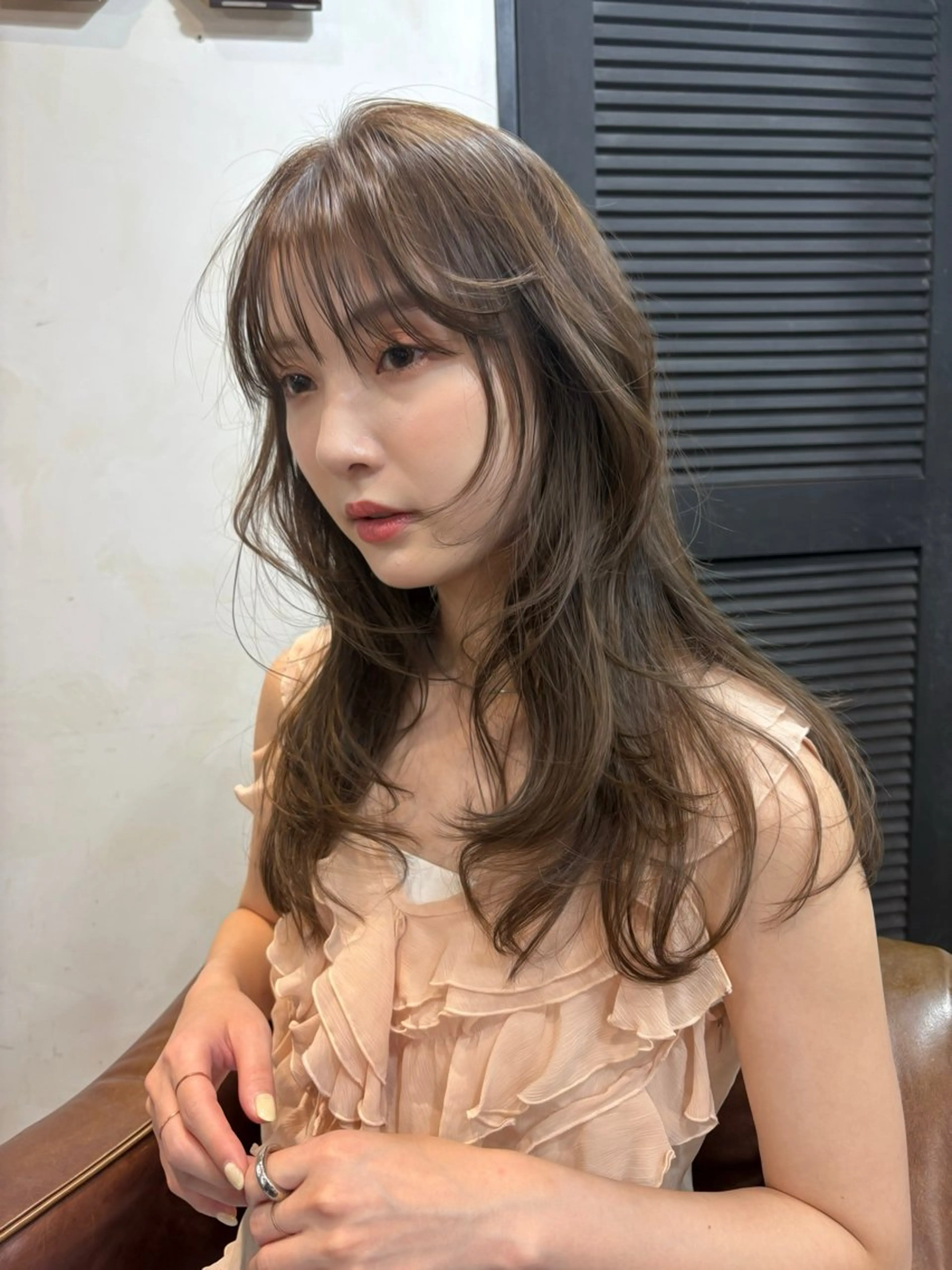 セミロング カラー パーマ カット ヘアカラー レイヤー/透明感/ ブリーチなし/わかなのヘアスタイル