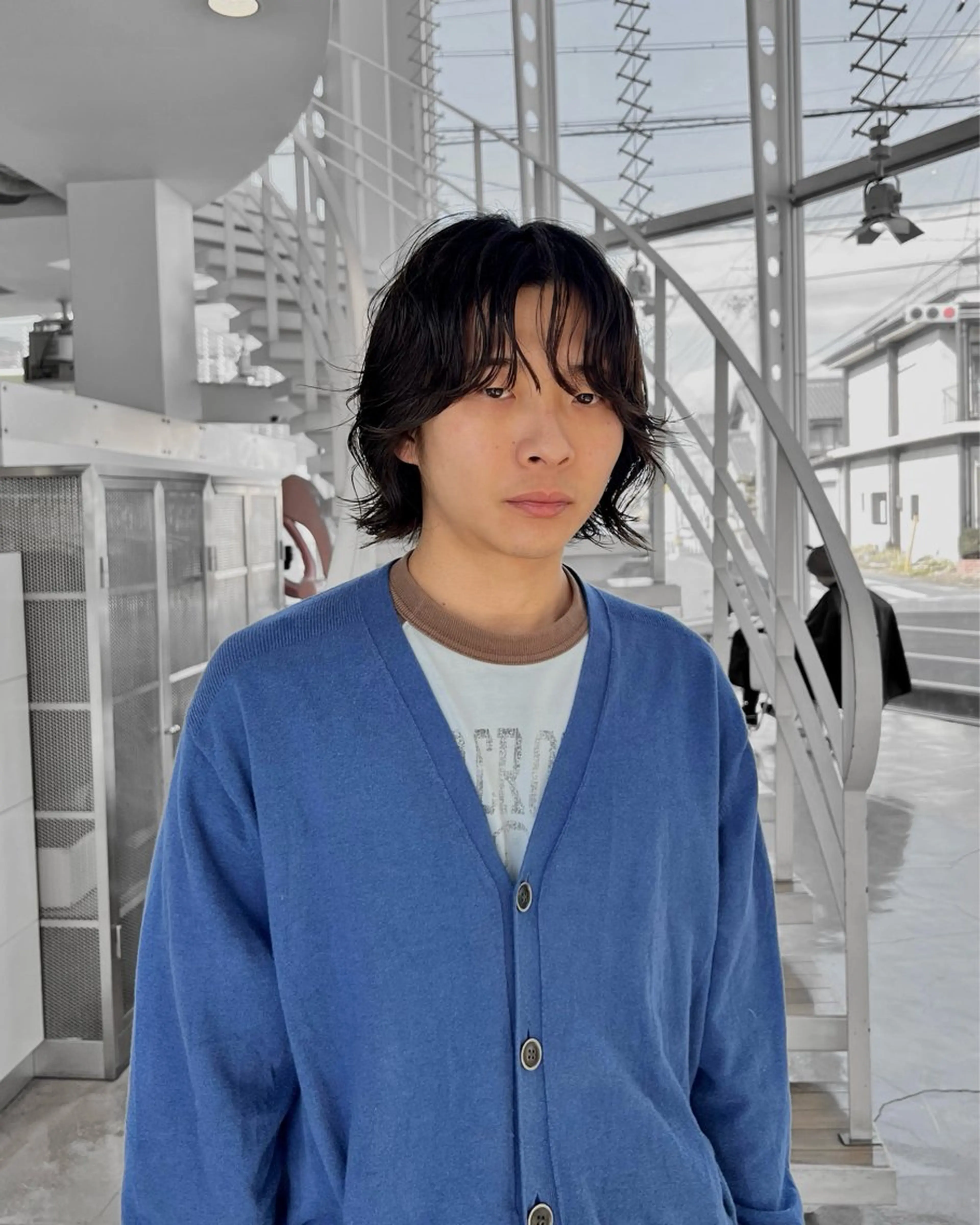 ミディアム パーマ メンズ ミディアムパーマ メンズパーマ メンズウルフカット ボブ ウルフカット メンズ🔥 撮影モデル募集のヘアスタイル