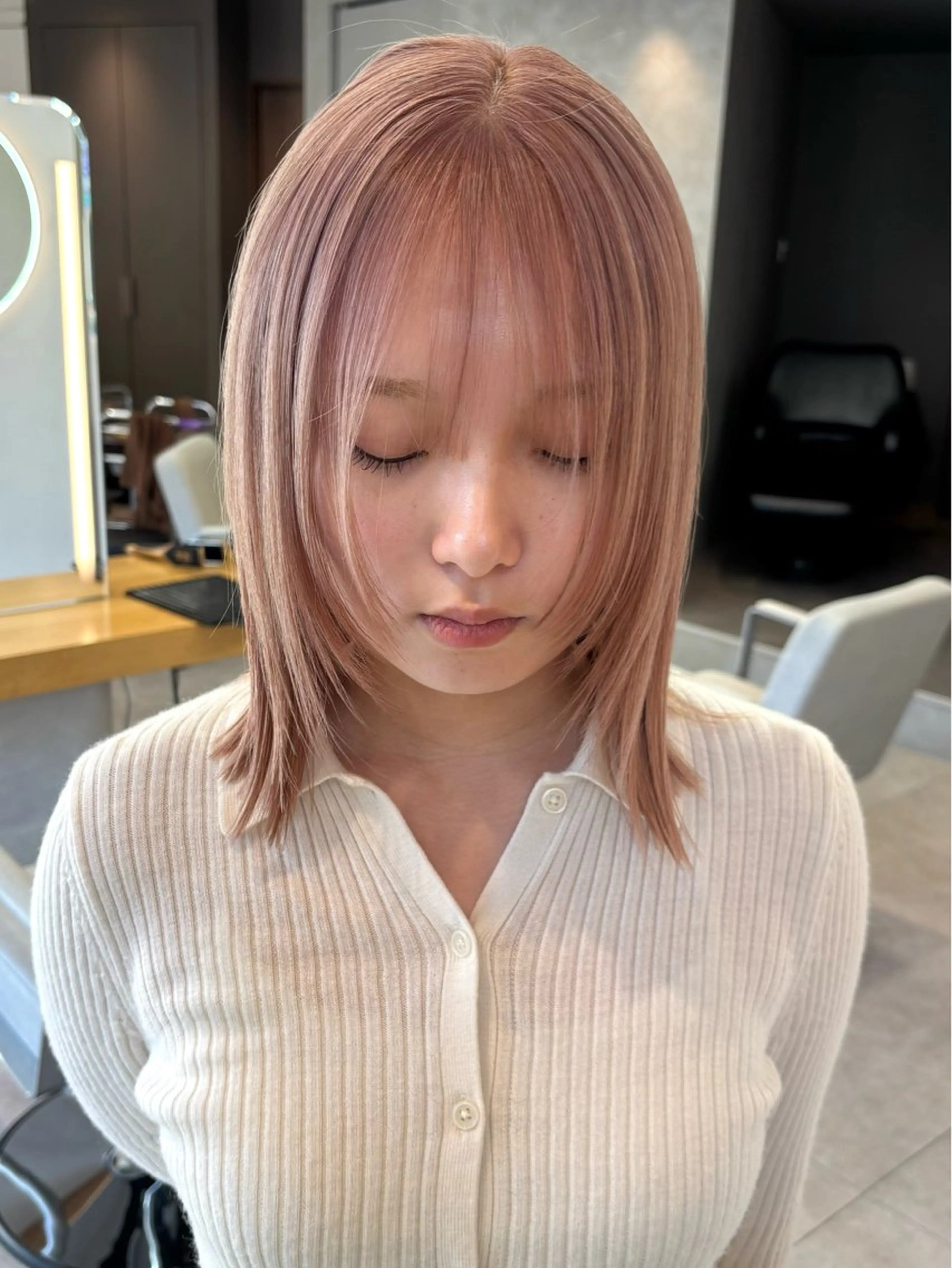 ミディアム カット ヘアカラー トリートメント ボブ/透明感カラー/ 似合わせ🌿高田知那のヘアスタイル