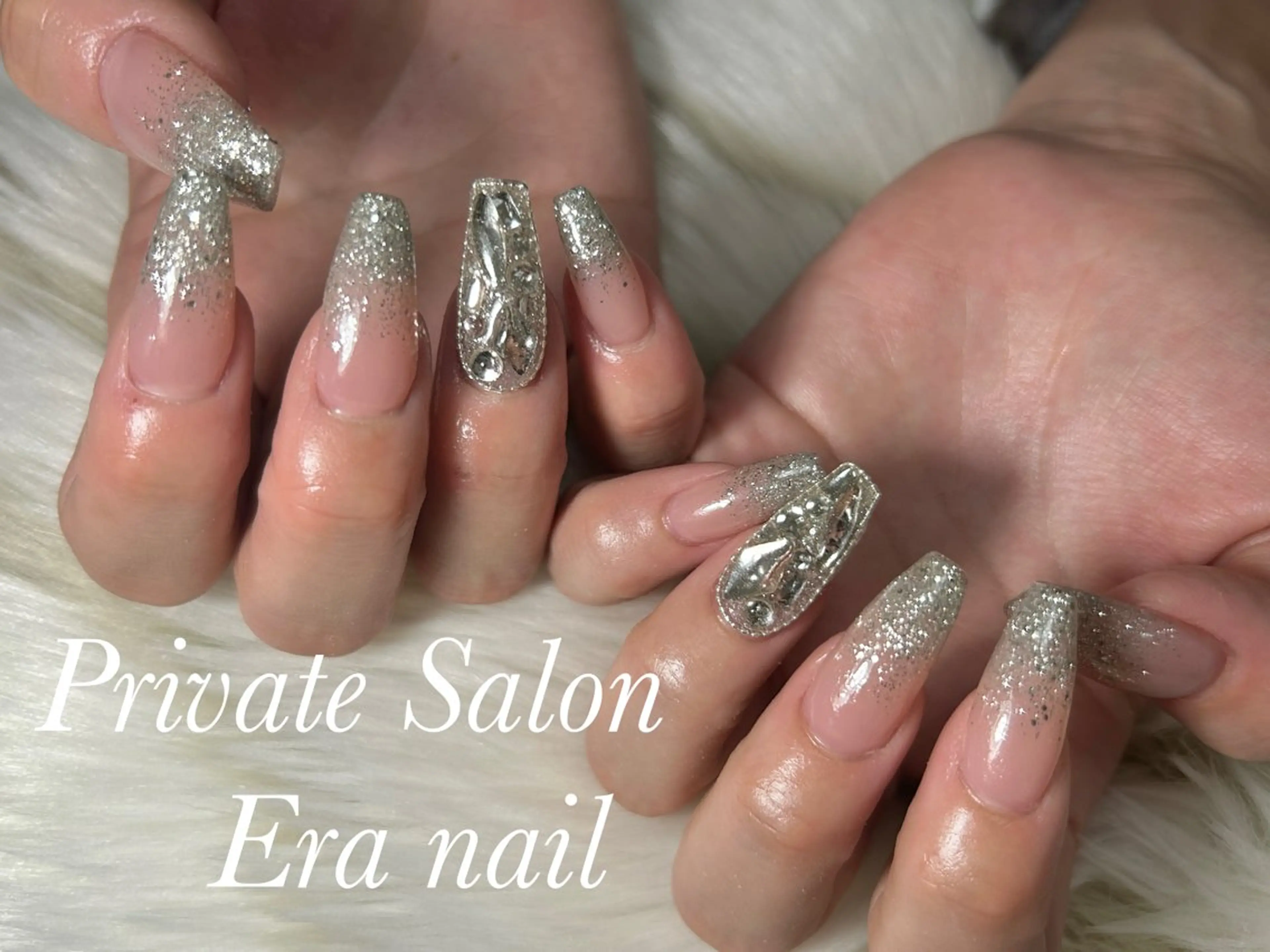 ネイル グラデーション ラメ(グリッター) ラメグラデーション スカルプネイル ハンドネイル Era nailのネイルデザイン