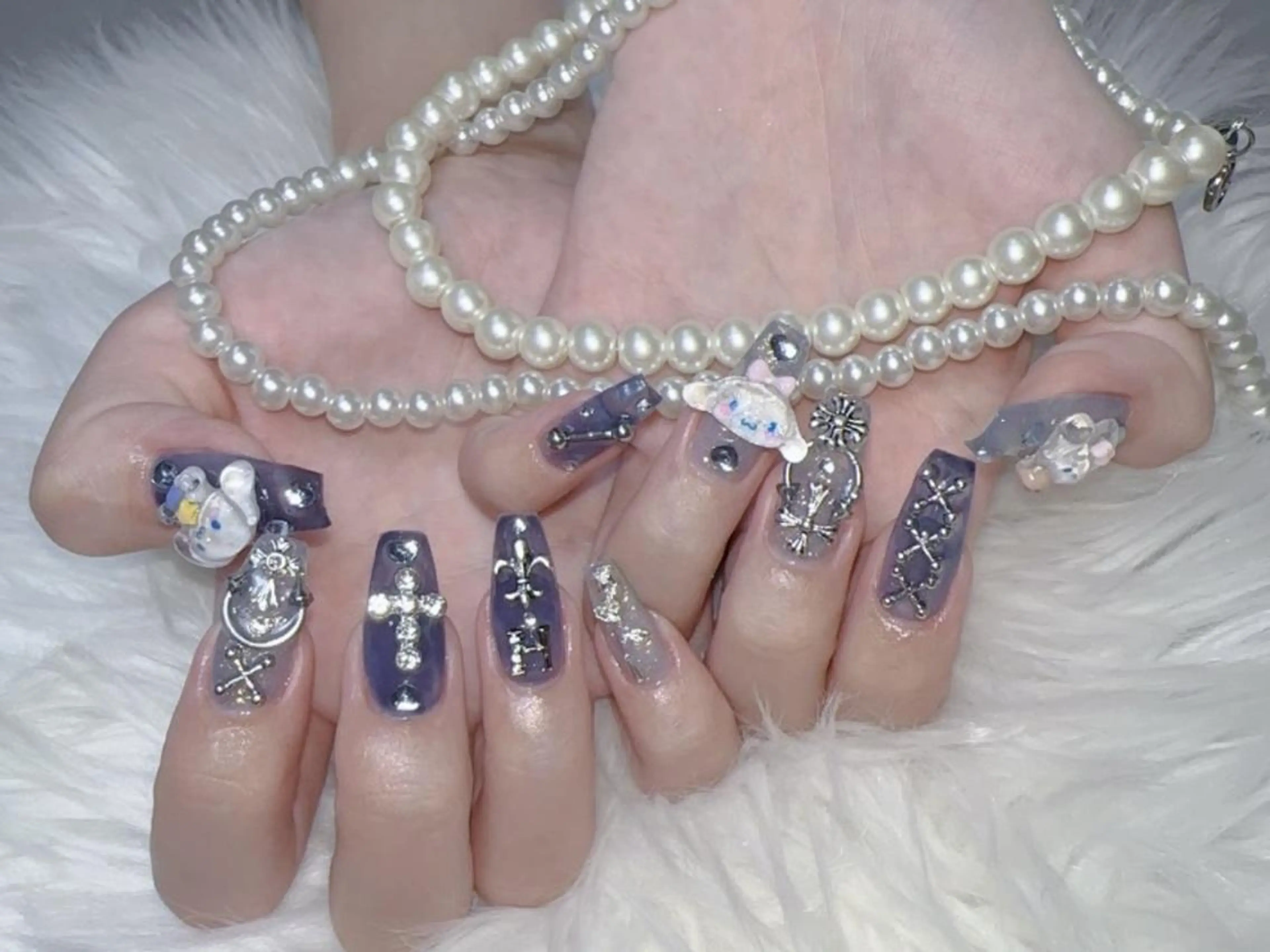 メンズ ネイル アートネイル フレンチネイル ジェルネイル キラキラネイル パラジェル Bloom kabukiのネイルデザイン