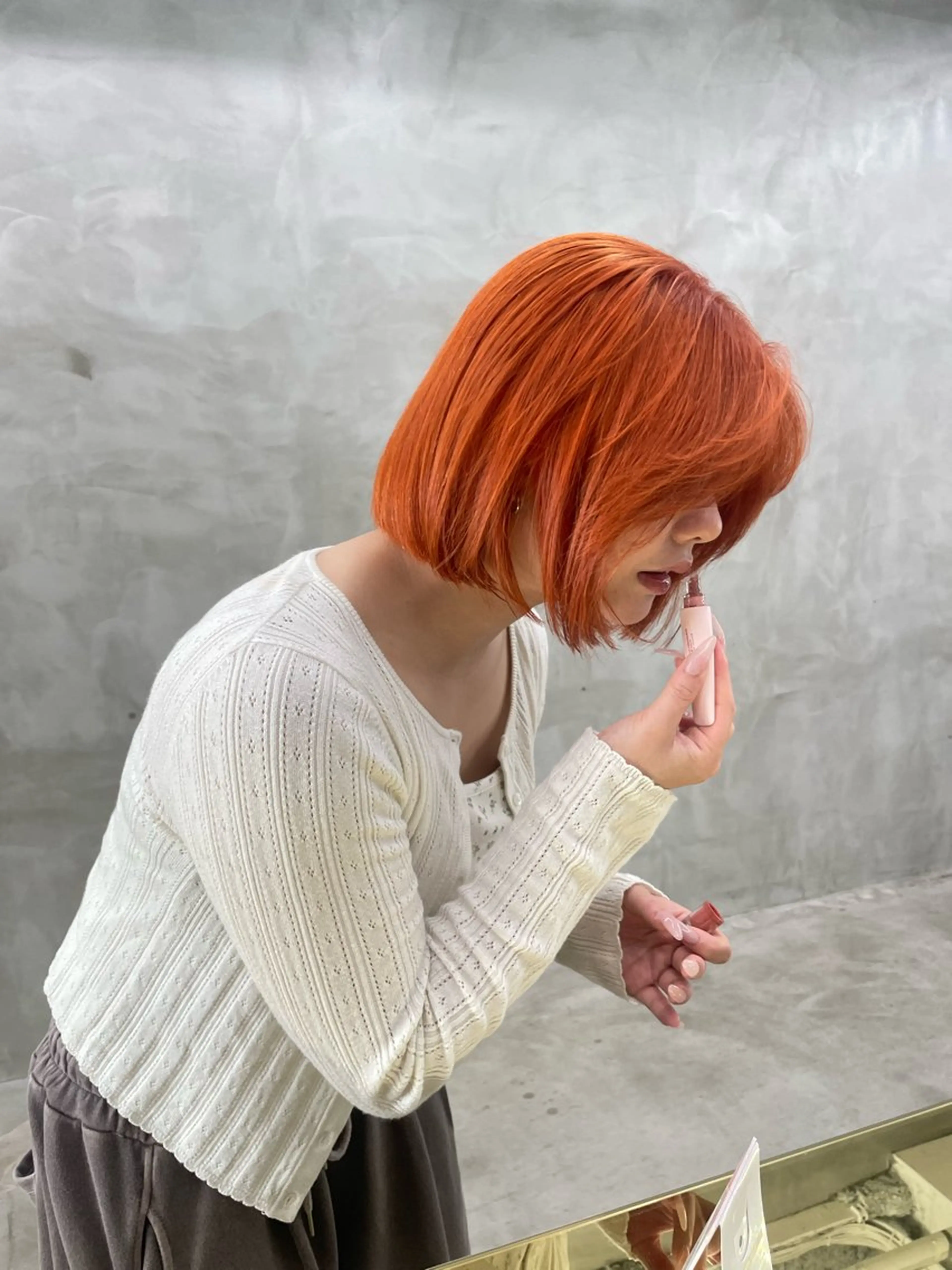 カラー オレンジ ヘアカラー トリートメント ハイトーン/レイヤー 🌸さくらのヘアスタイル