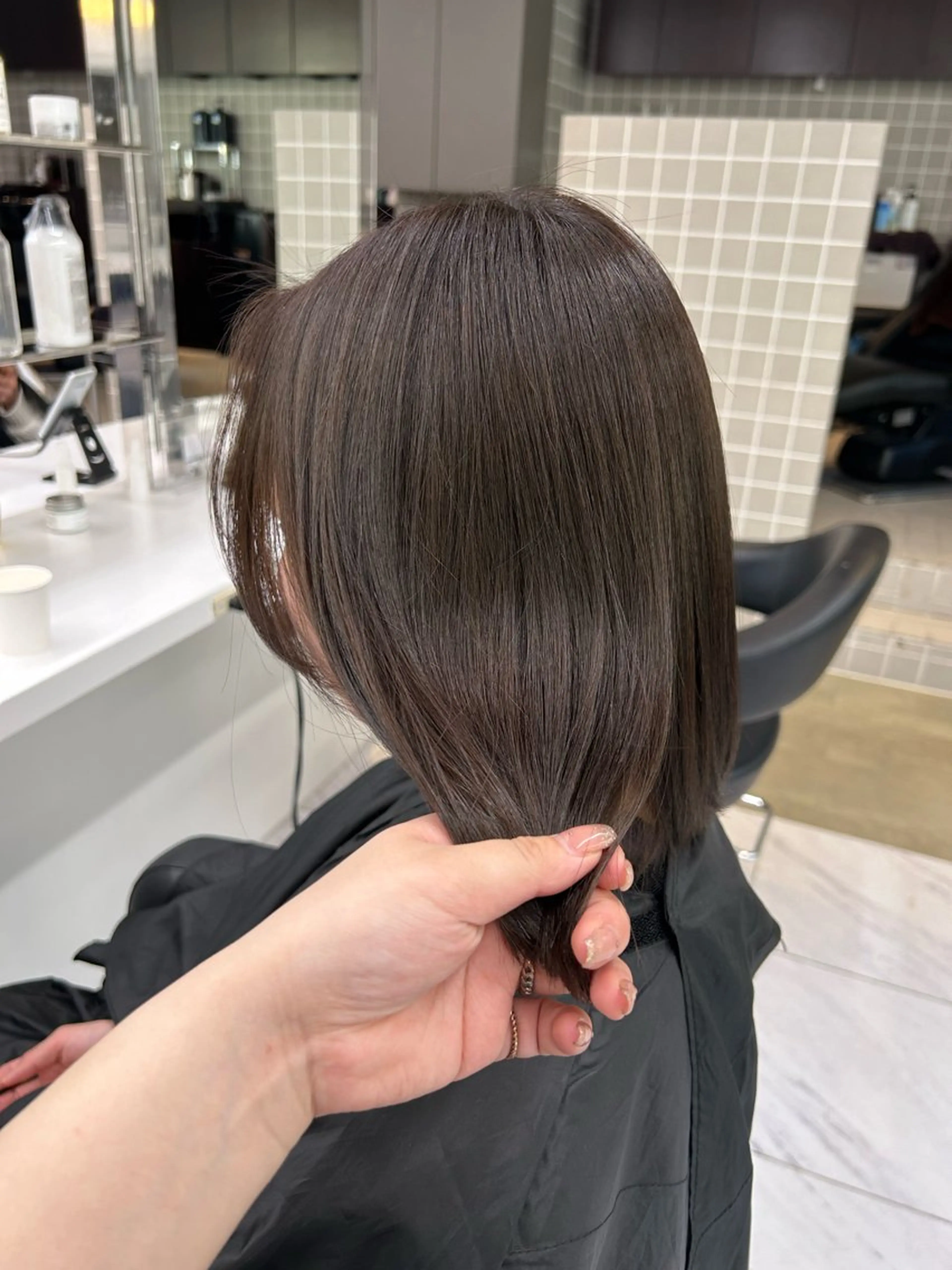 ミディアム カラー パーマ ヘアアレンジ メンズ キッズ カット ヘアカラー トリートメント ヘアセット ブリーチなしカラー/ ブラウン/レイヤーのヘアスタイル