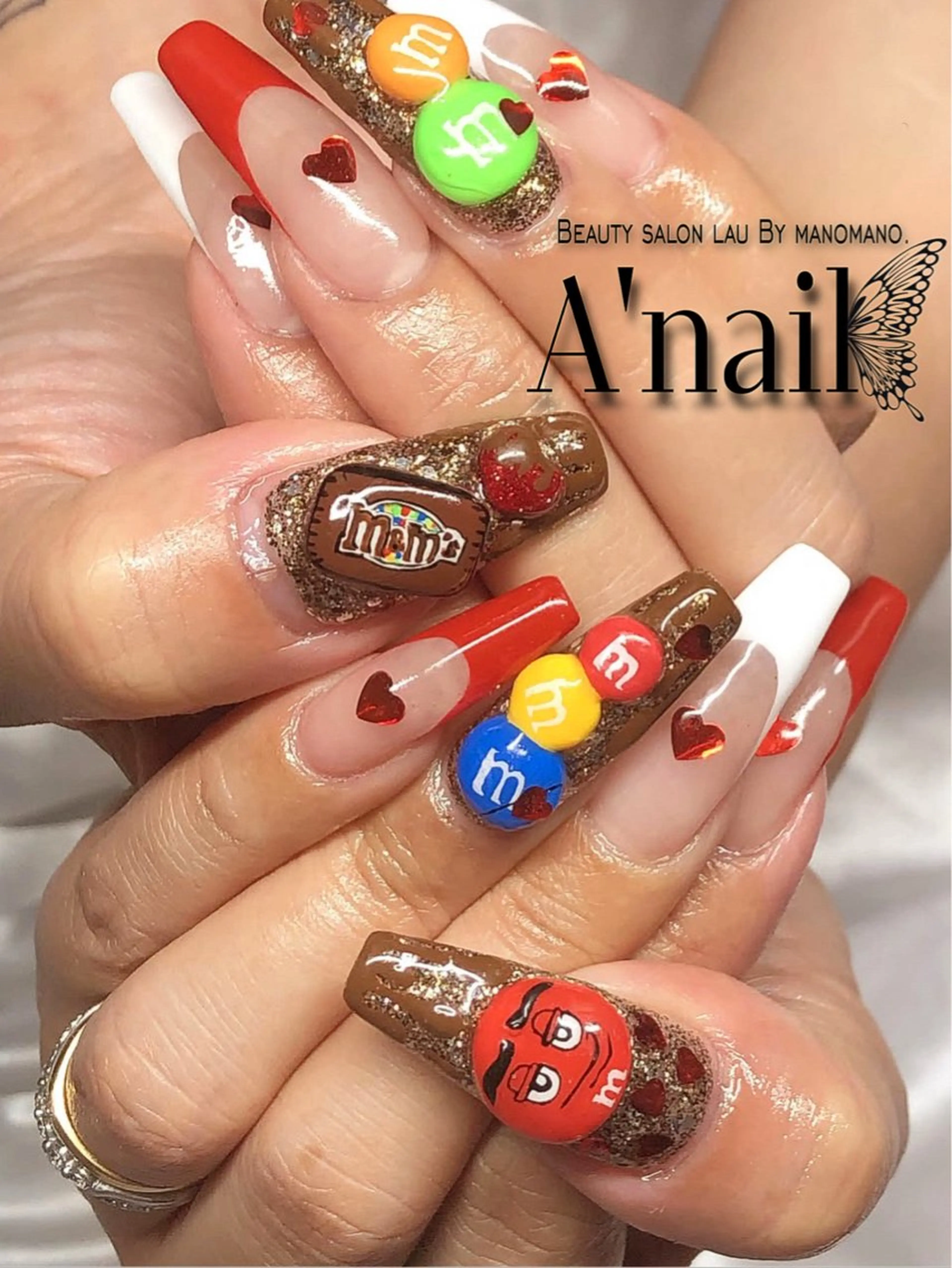 ネイル アートネイル 長さ出し ﾗｳﾊﾞｲﾏﾉﾏﾉ✧ ARISSA🦋💜のネイルデザイン