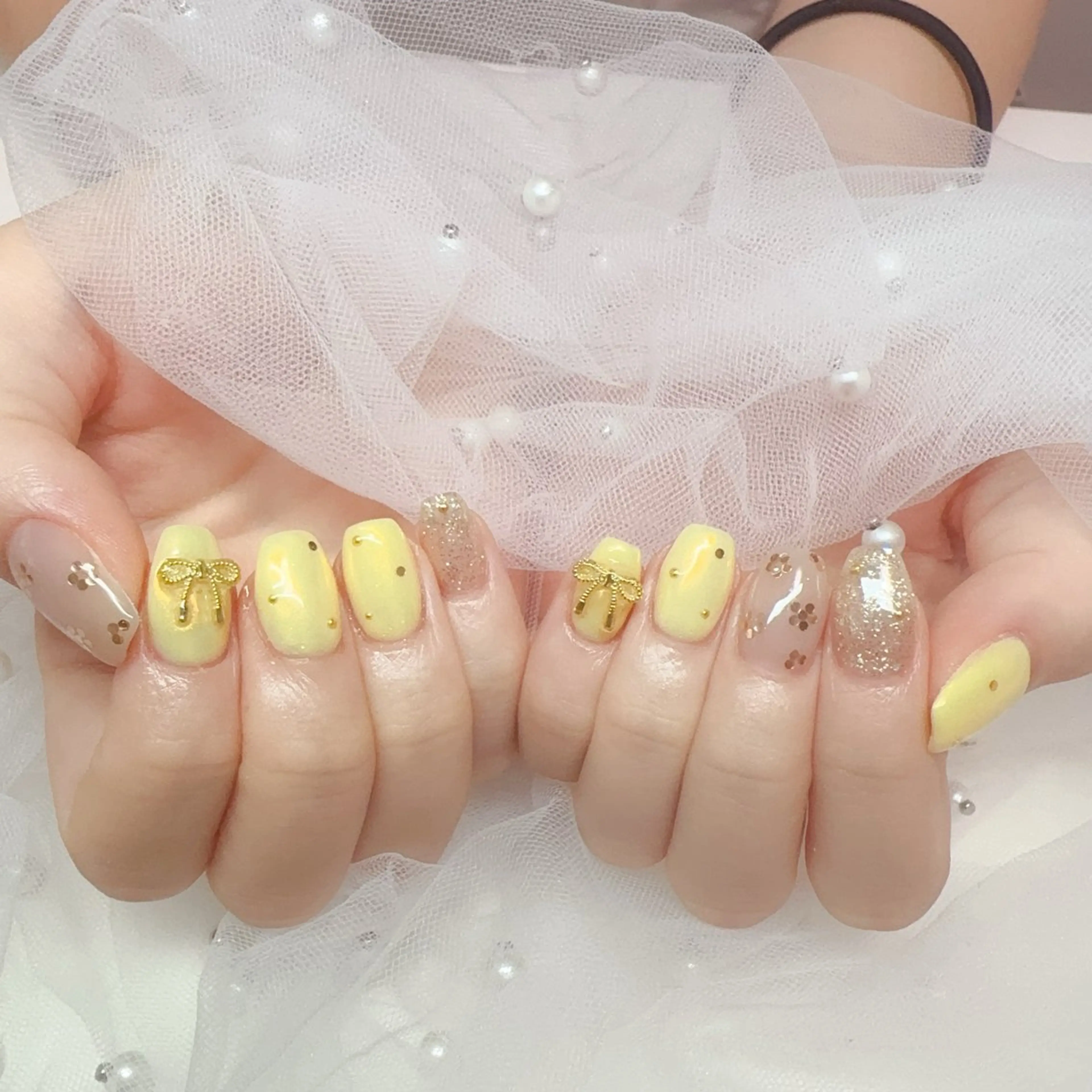 ネイル オーロラネイル チークネイル 長さ出し ジェルネイル キラキラネイル ハンドネイル YUYI.nail salonのネイルデザイン