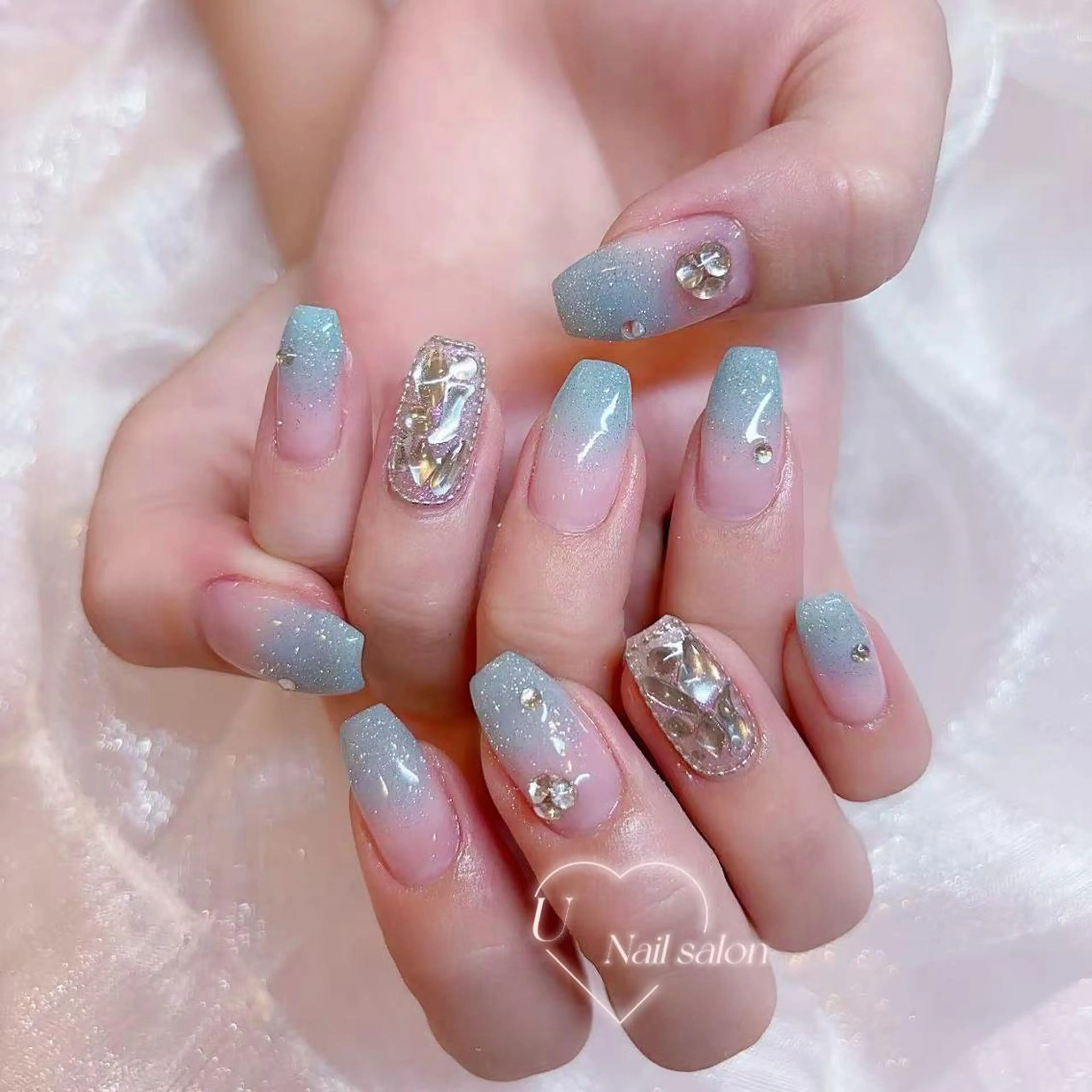 ネイル アートネイル フットネイル キラキラネイル 韓国ネイル ロングネイル ハンドネイル U nail🌸 SAYAKO💜のネイルデザイン