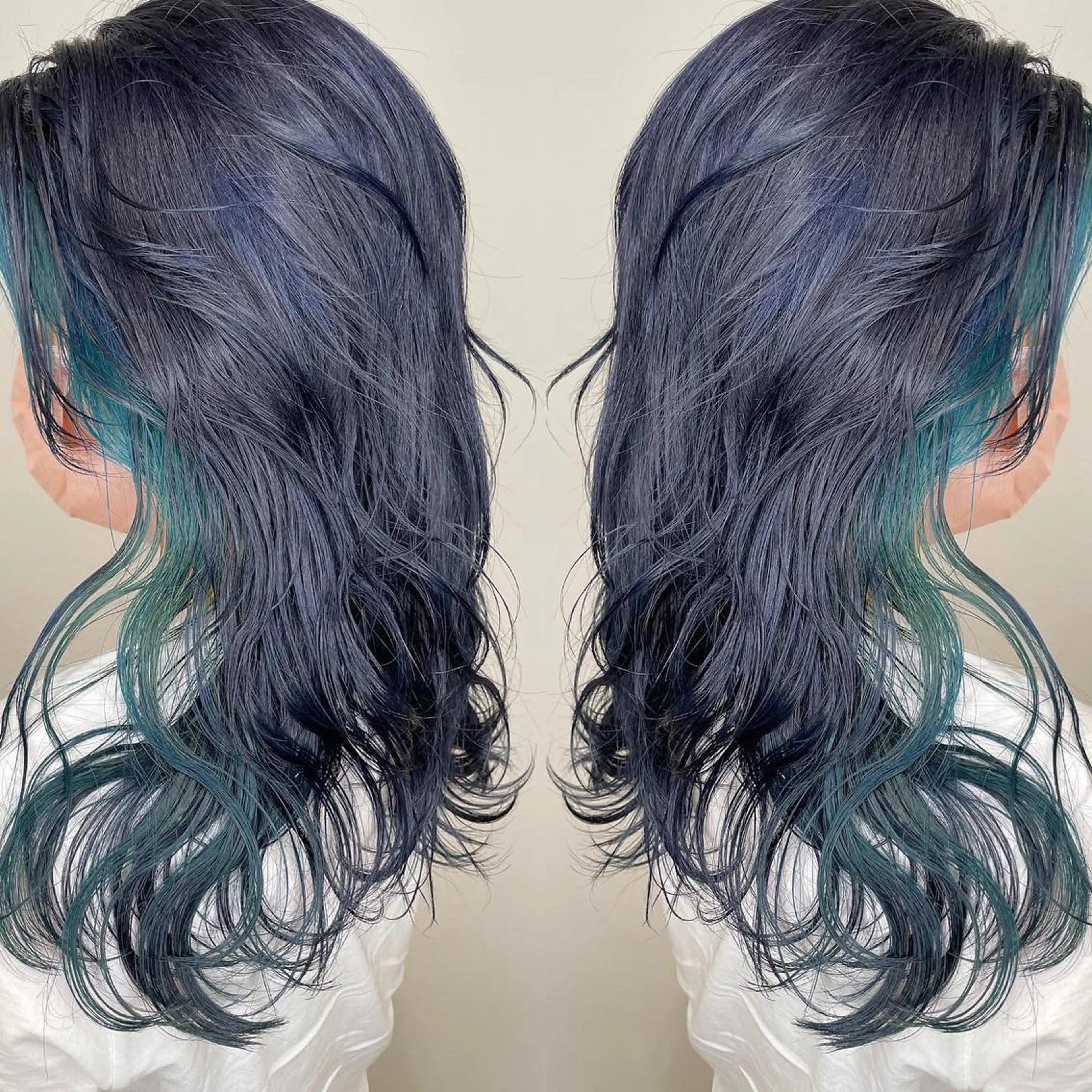 セミロング カラー アッシュ 黒髪 ブルーカラー ブルーブラック 外国人風カラー ヘアカラー トリートメント 河合秀明/ショート /ボブ/レイヤーのヘアスタイル