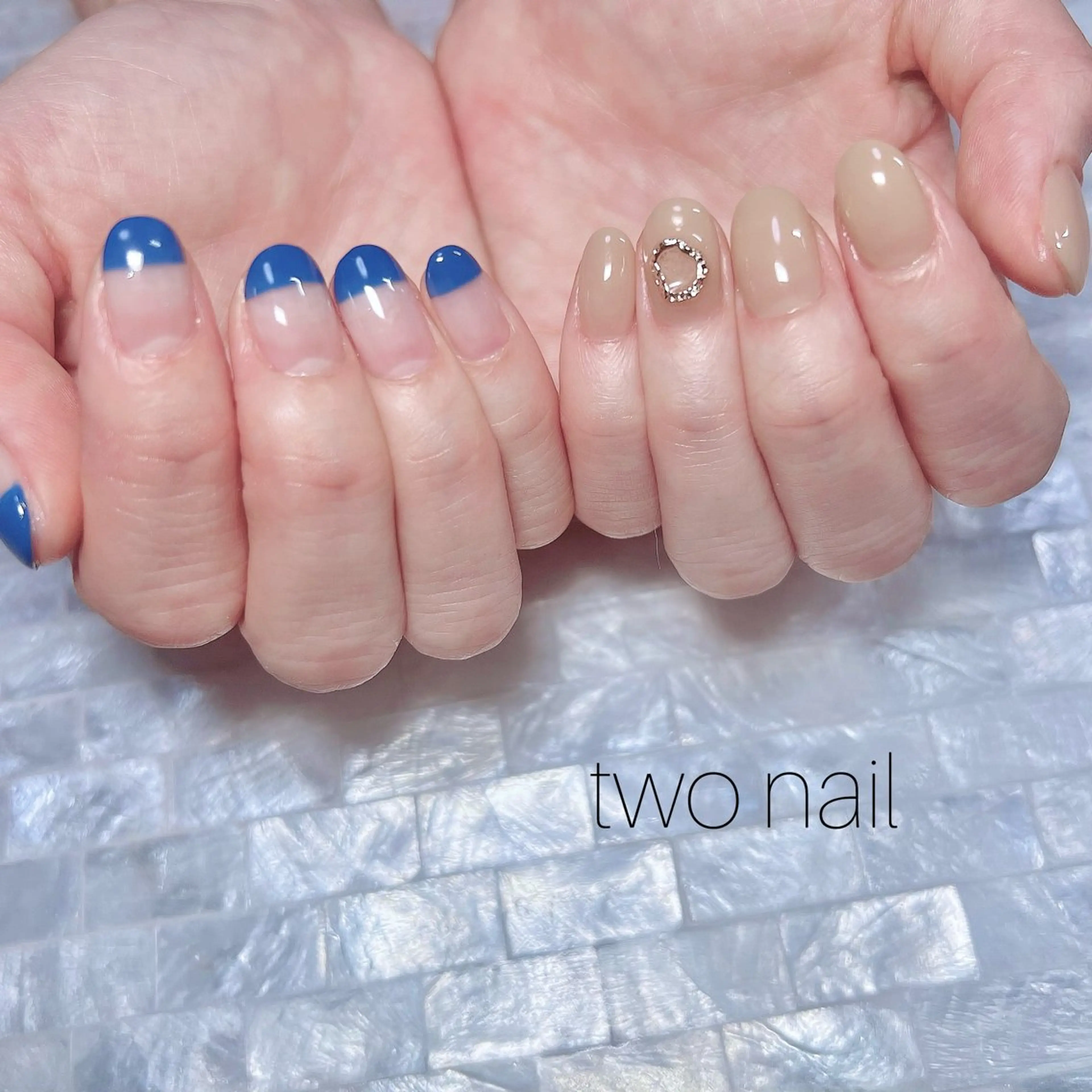 ネイル ネイルチップ ホワイト ハンドネイル two nailのネイルデザイン