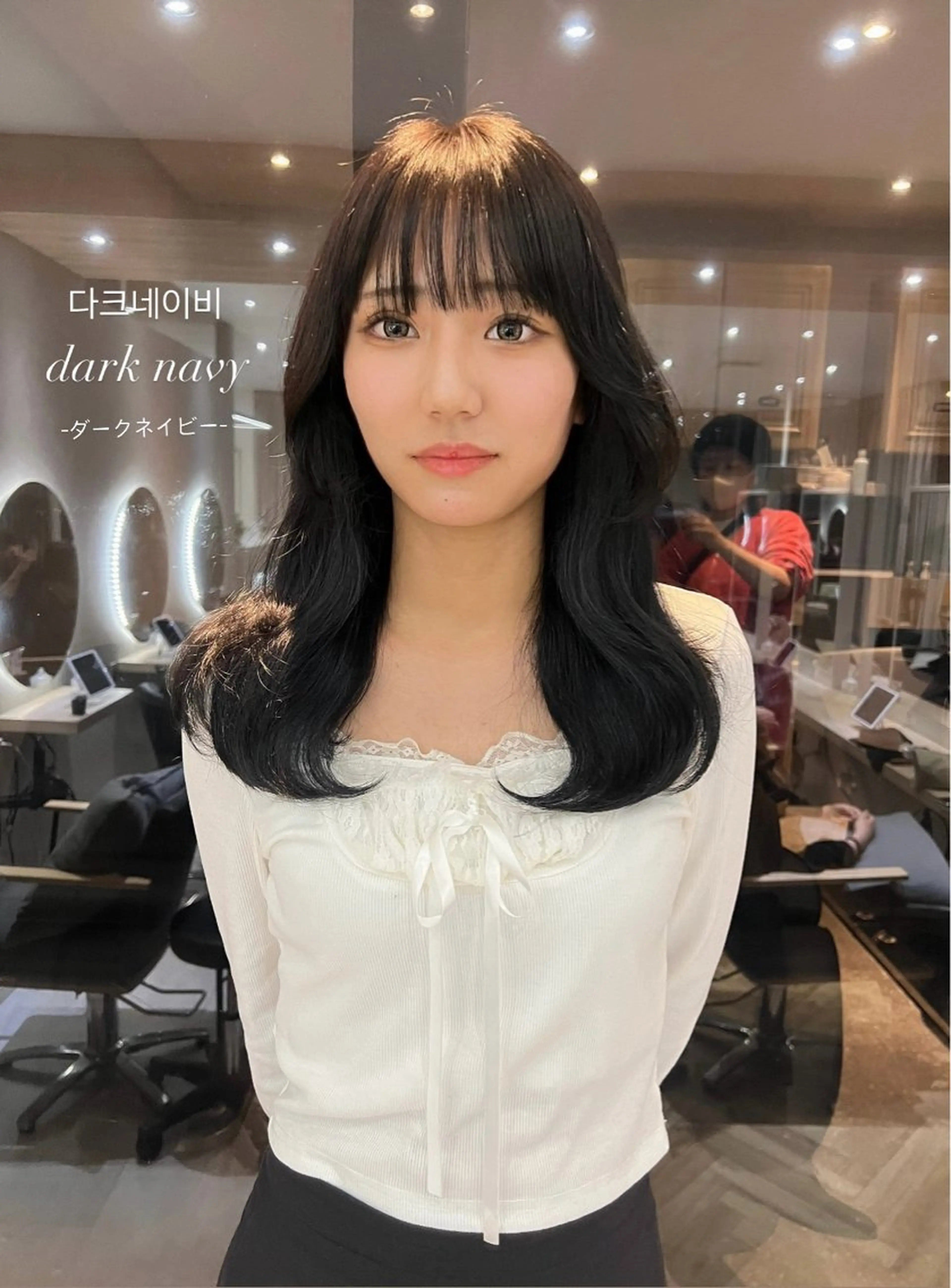 セミロング 韓国風ヘア カット ヘアカラー トリートメント 韓国🇰🇷レイヤー 映える顔周り🩷のヘアスタイル