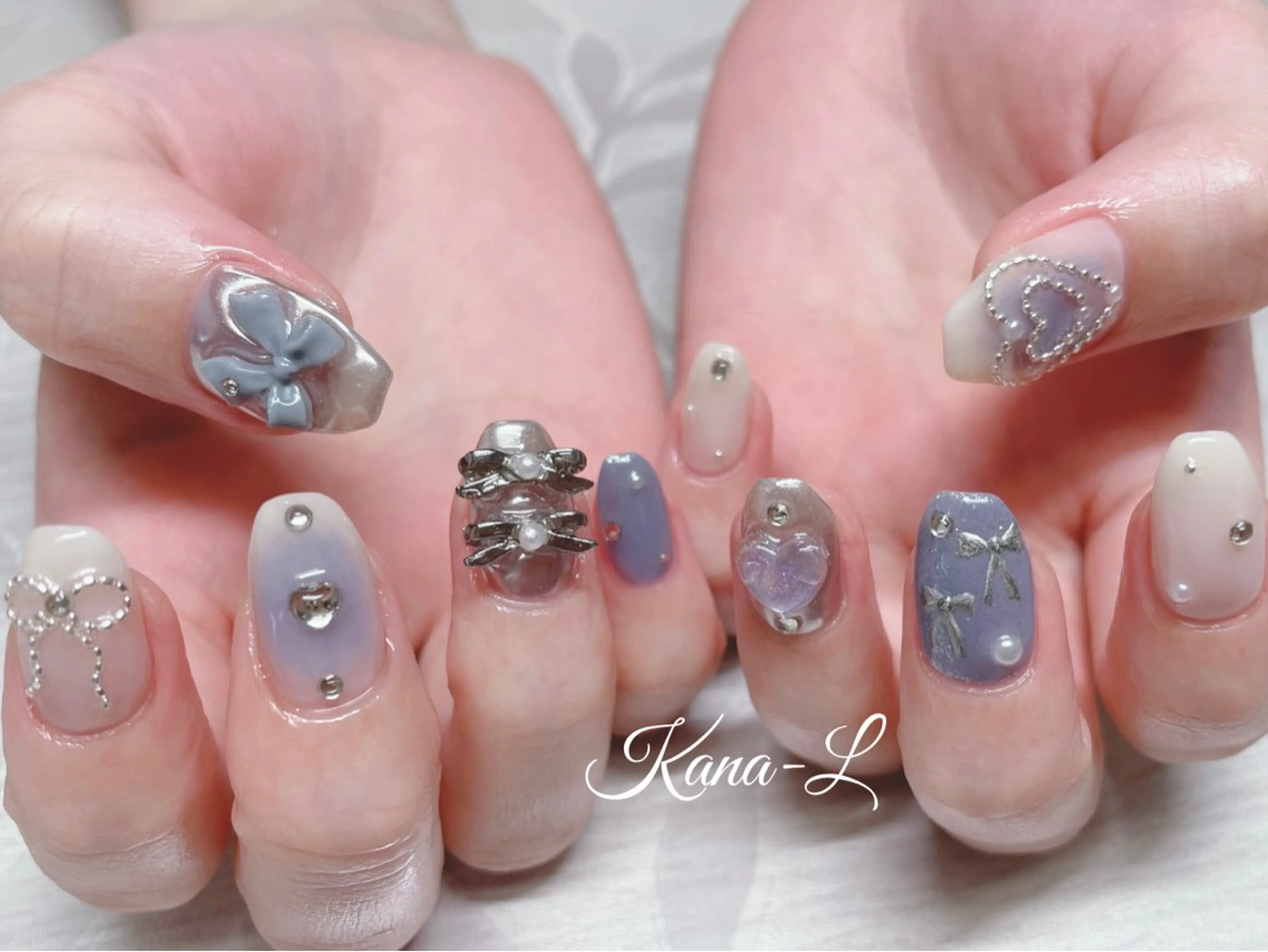 ネイル チークネイル ジェルネイル ハート 韓国ネイル パラジェル 芦辺 香奈のネイルデザイン