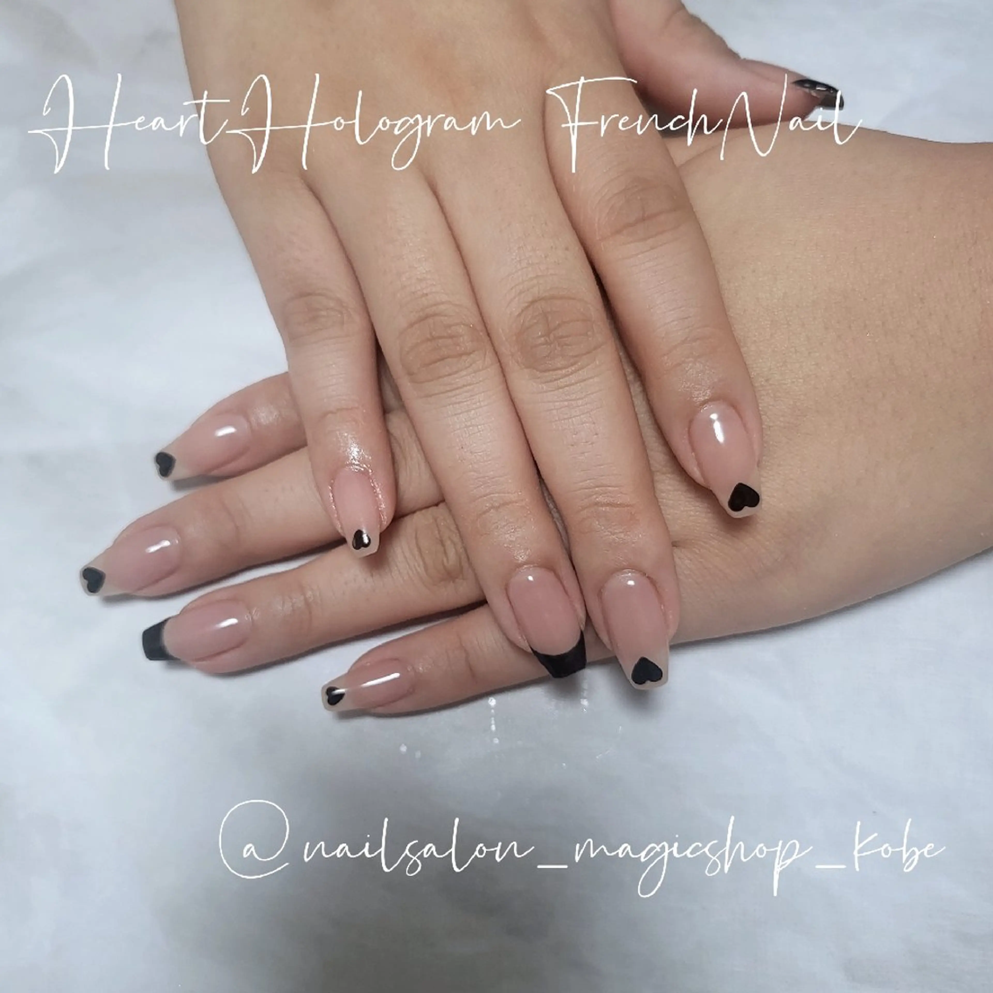 ネイル フレンチネイル ジェルネイル ハート ロングネイル ソフトジェル ハンドネイル Nailsalon MagicShopのネイルデザイン