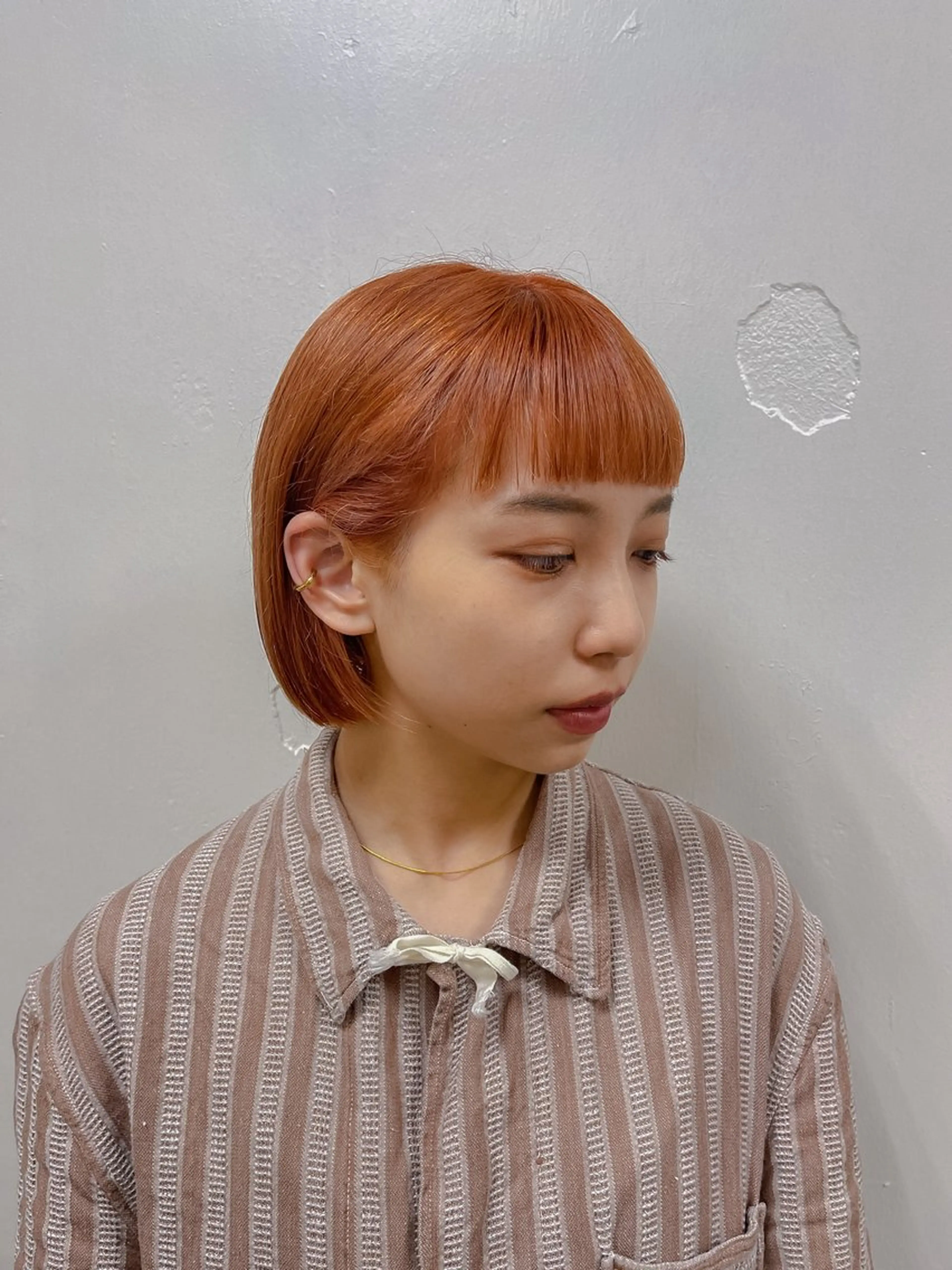 ショート カラー オレンジ ボブ カット ヘアカラー kyon.hair 韓国カットカラーのヘアスタイル