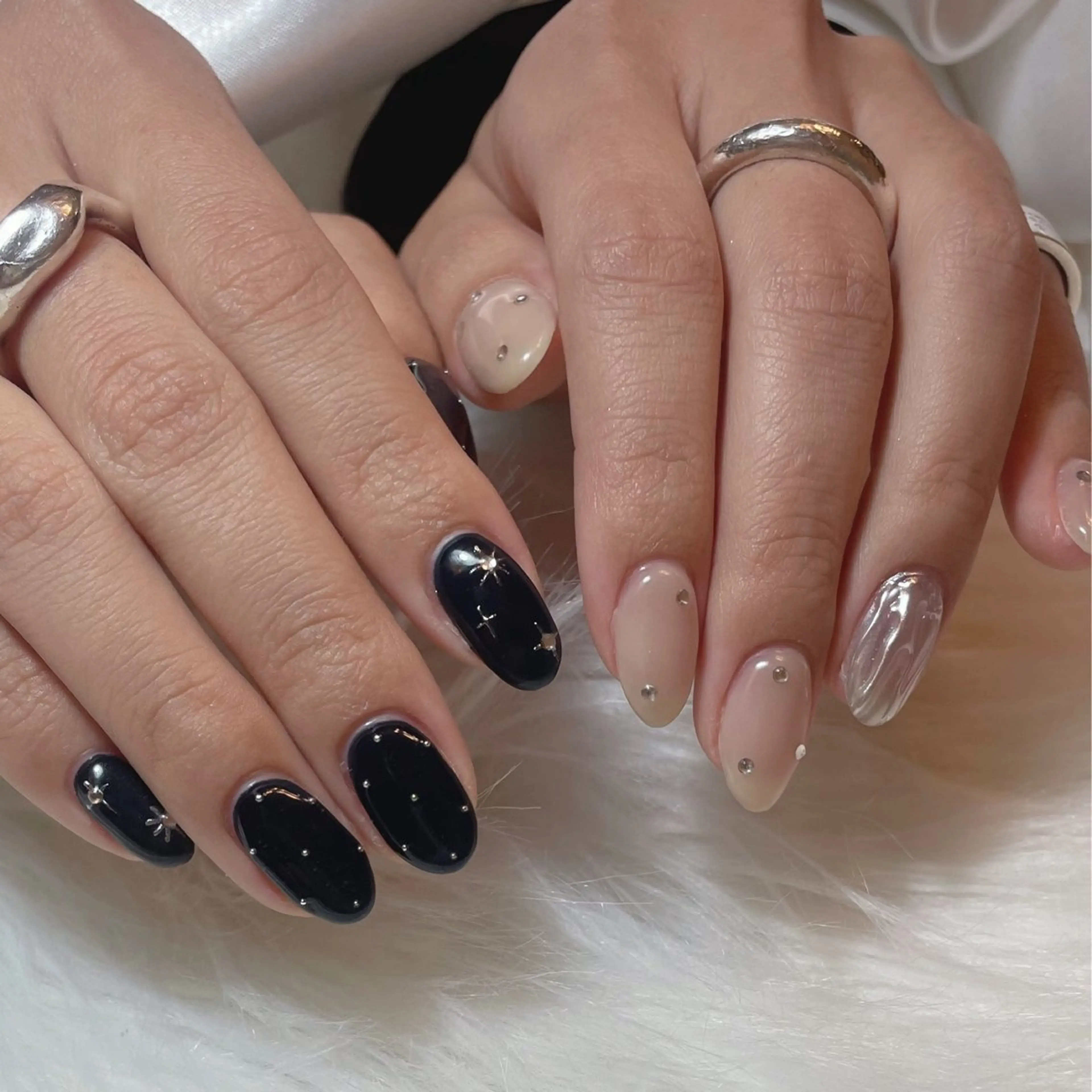 ネイル ブルー 成人式 フレンチネイル キラキラネイル マグネットネイル ハンドネイル timtam --sakiのネイルデザイン