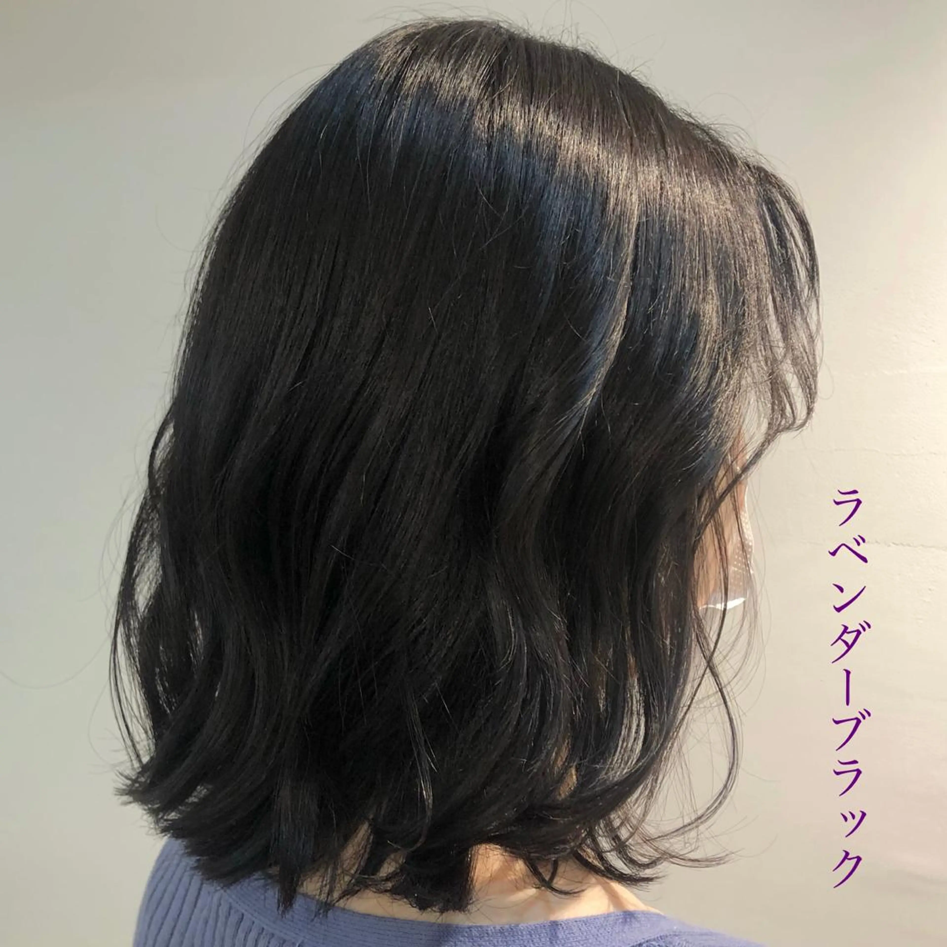 ミディアム カラー 黒髪 ブルーカラー ブルーブラック 透明感カラー ラベンダーカラー 🤍中野 レオ🤍のヘアスタイル