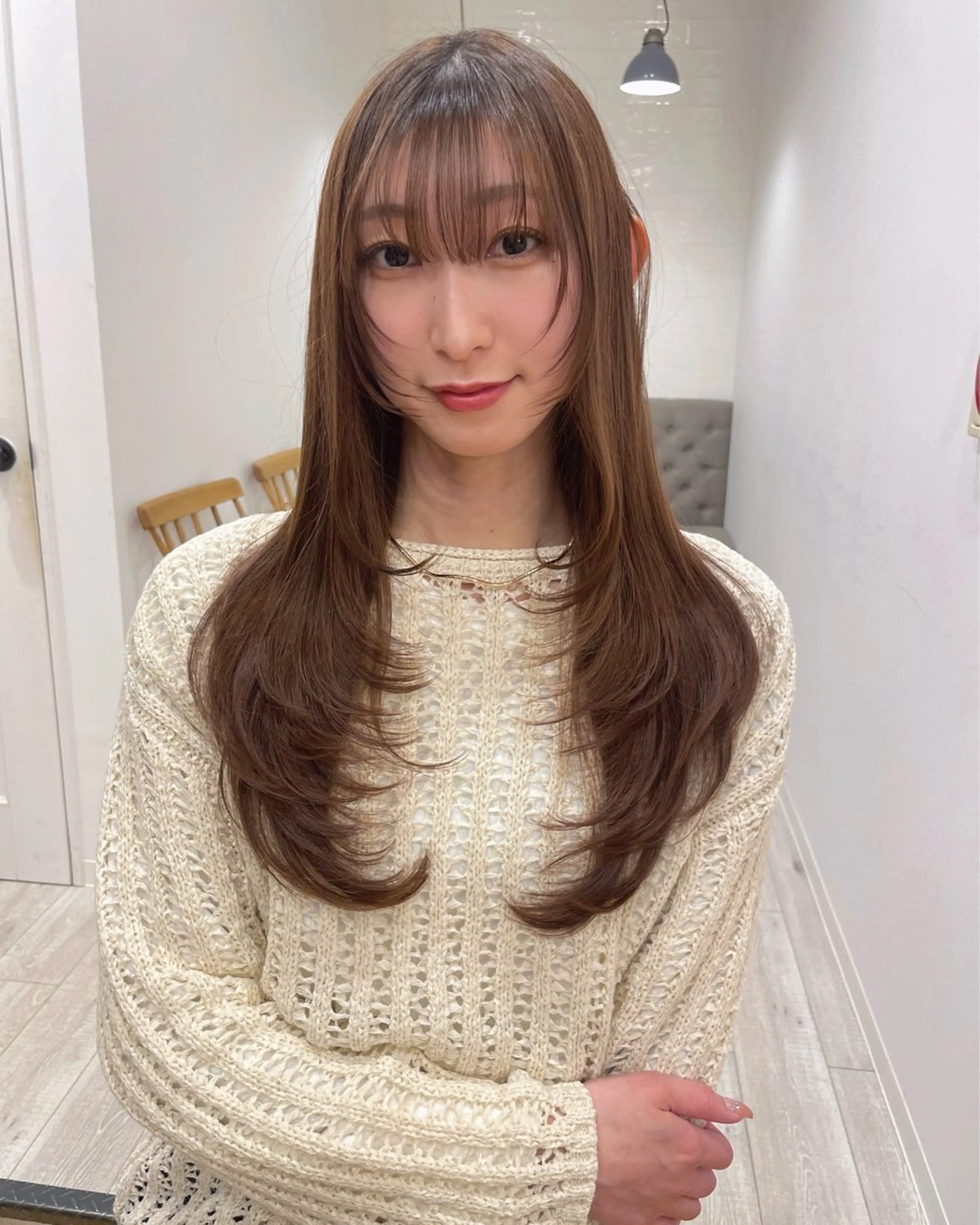 ロング レイヤーカット/長岡 グレージュ/マユ🎀のヘアスタイル