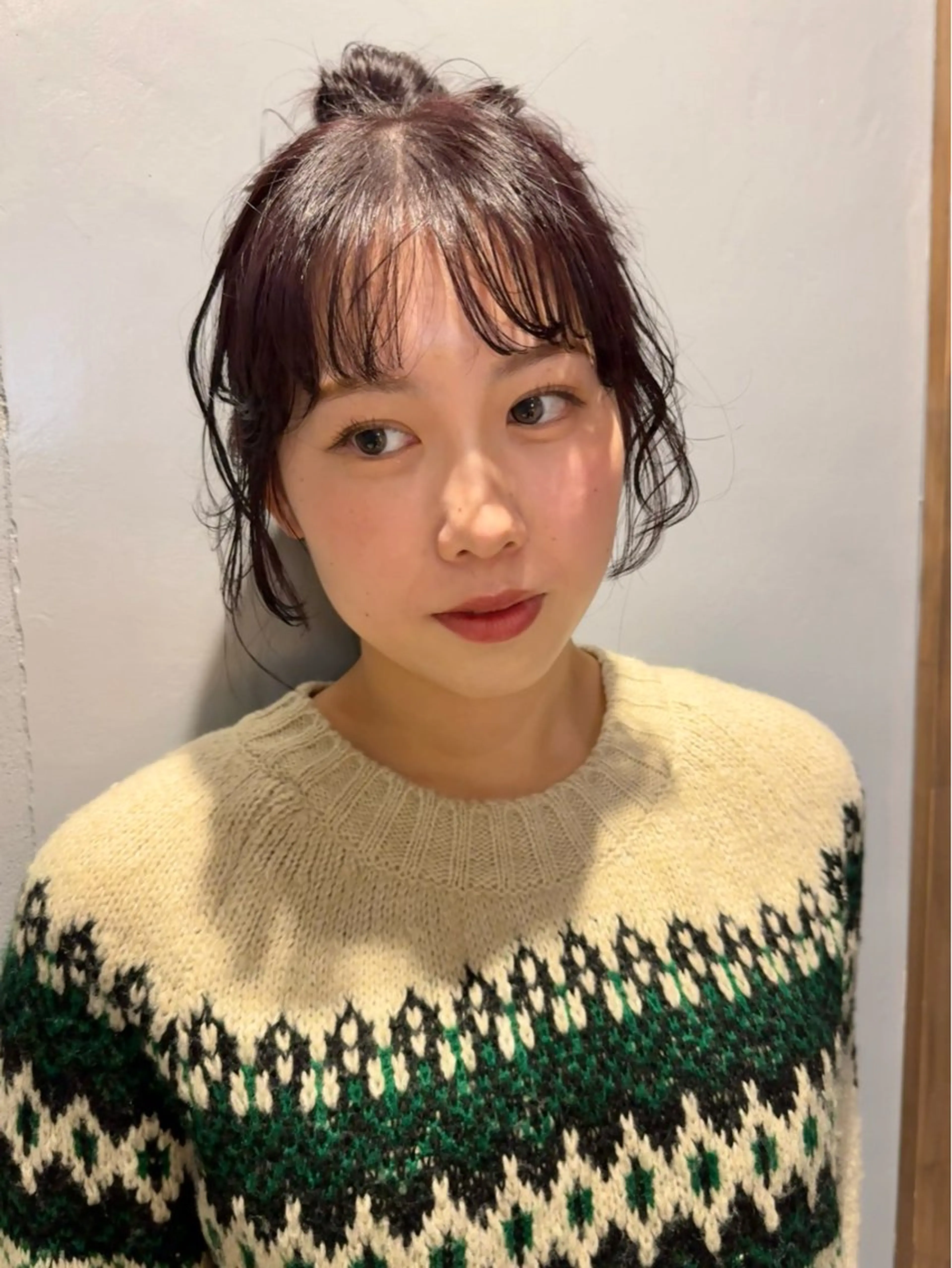 ミディアム カラー お団子ヘア カット ヘアカラー 画 kirikaのヘアスタイル