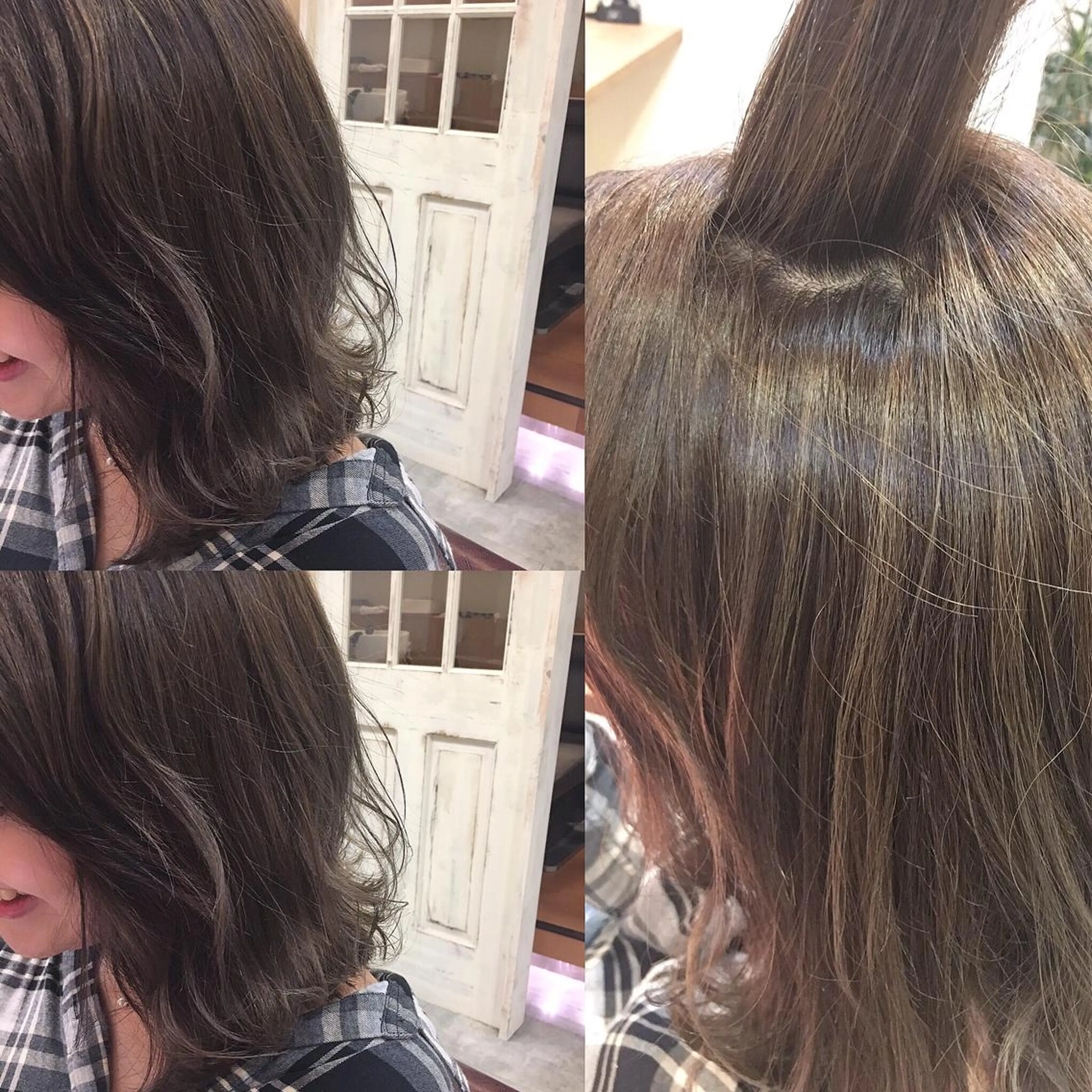 ミディアム カラー グレージュ ハイライトカラー 外国人風カラー ハイライト hair salon Ranun髪質改善のヘアスタイル