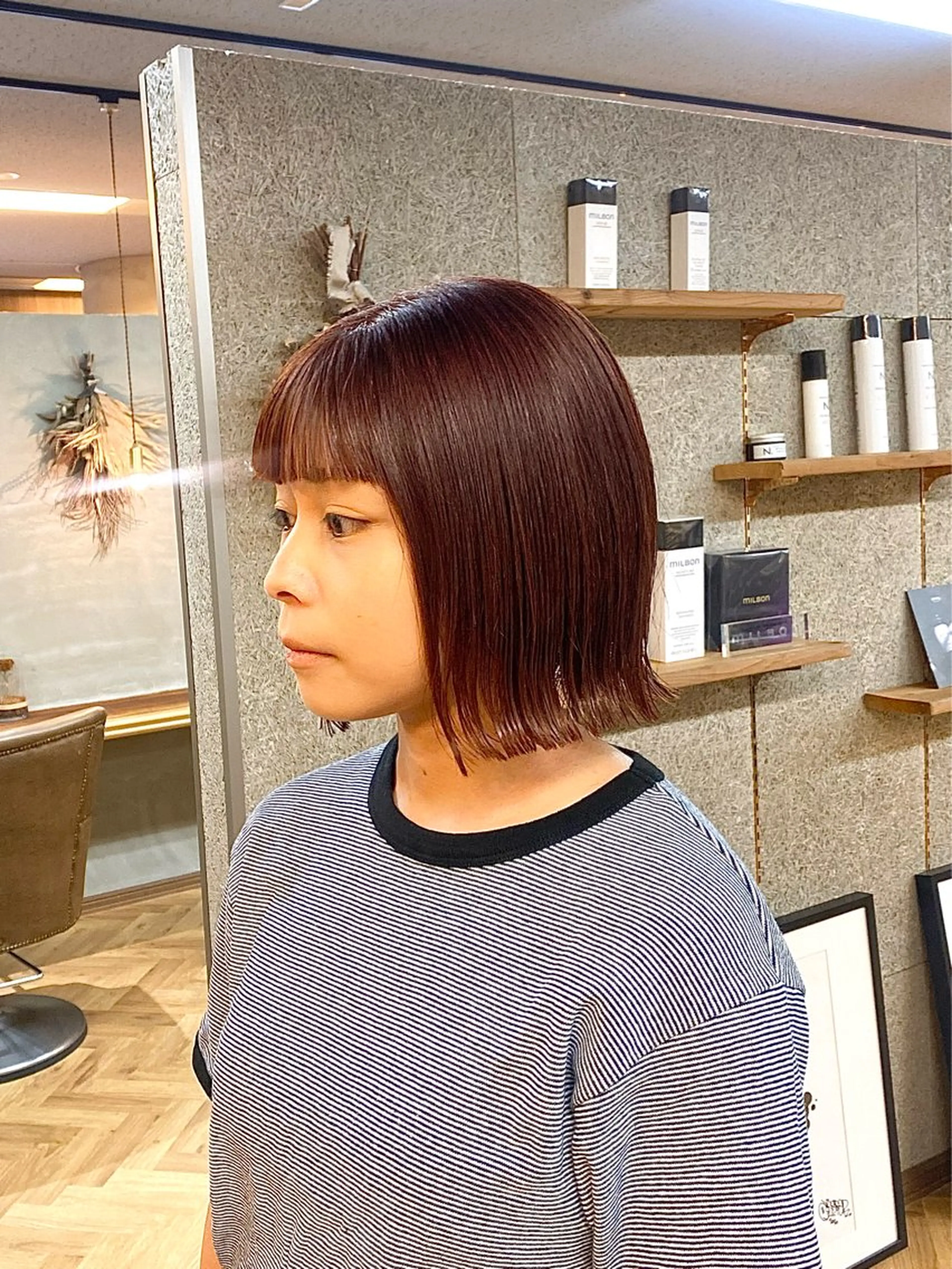 ミディアム カラー パーマ ヘアアレンジ カット ヘアカラー トリートメント ハル🌸柔色/ ブリーチなし/艶髪のヘアスタイル