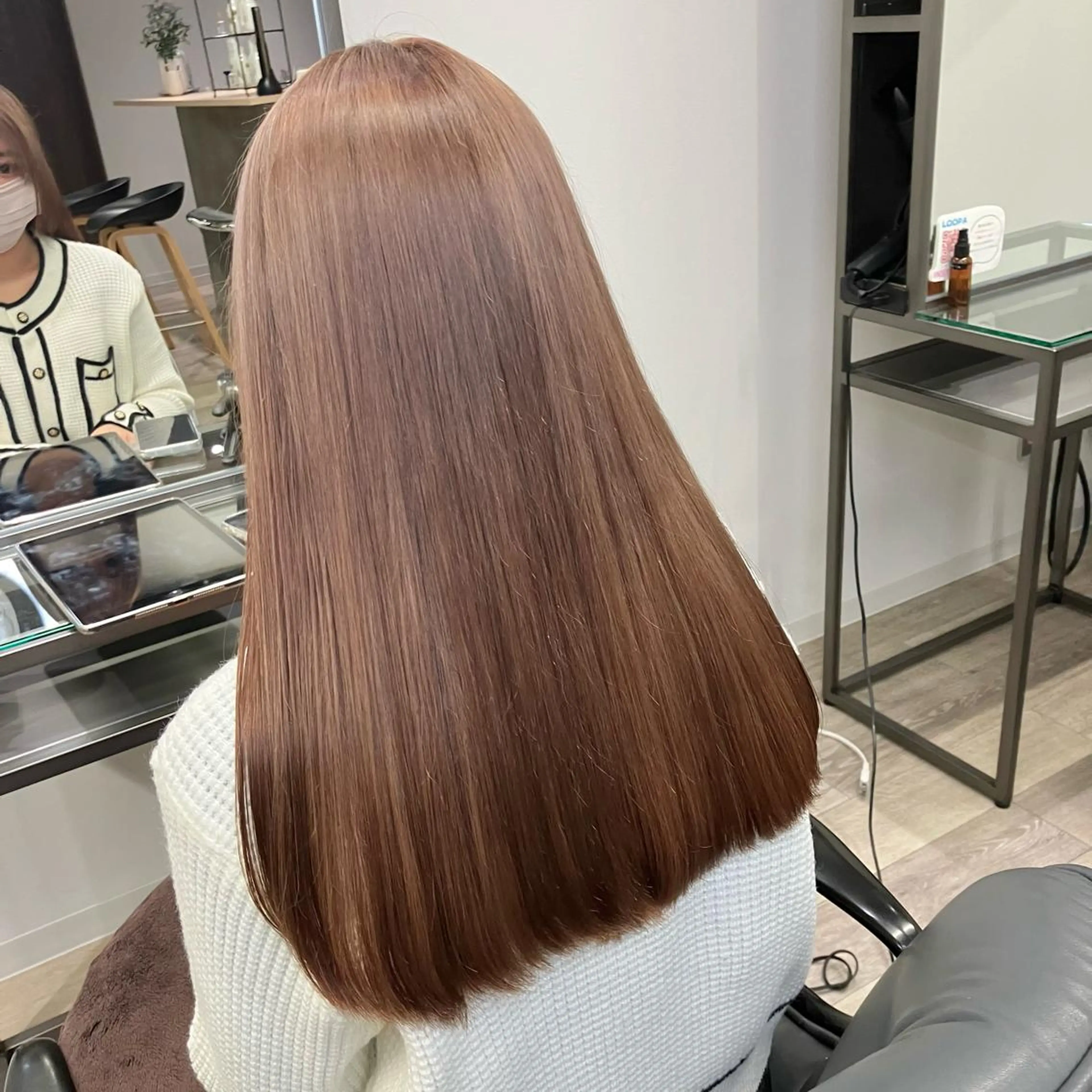 セミロング カラー 髪質改善/縮毛矯正 /美髪カラー/こてのヘアスタイル