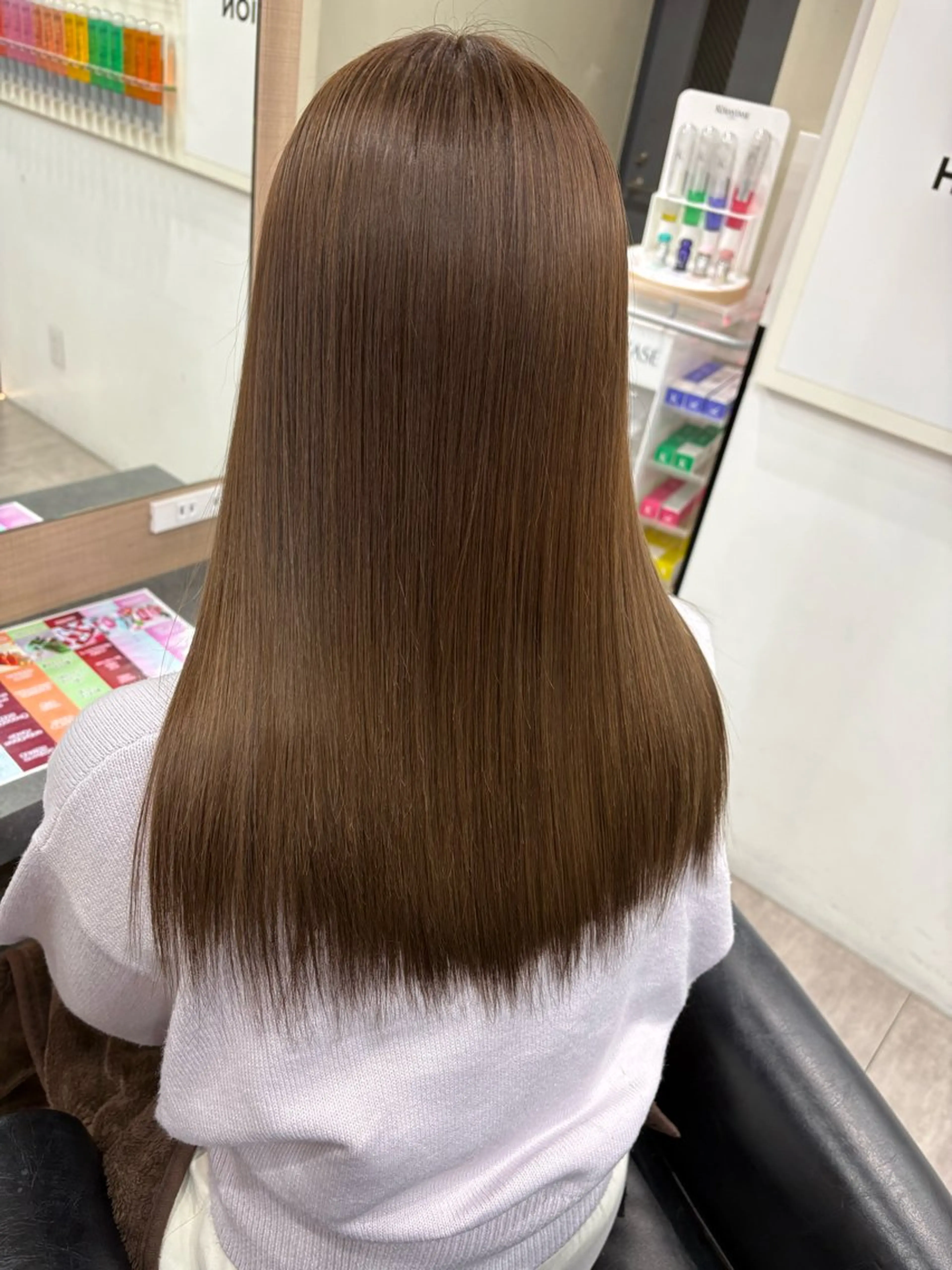 ロング カラー ブリーチ ブラウンカラー チョコレートブラウン ブリーチなしカラー カット ヘアカラー トリートメント 横浜/あゆみ/ エクステ特化のヘアスタイル