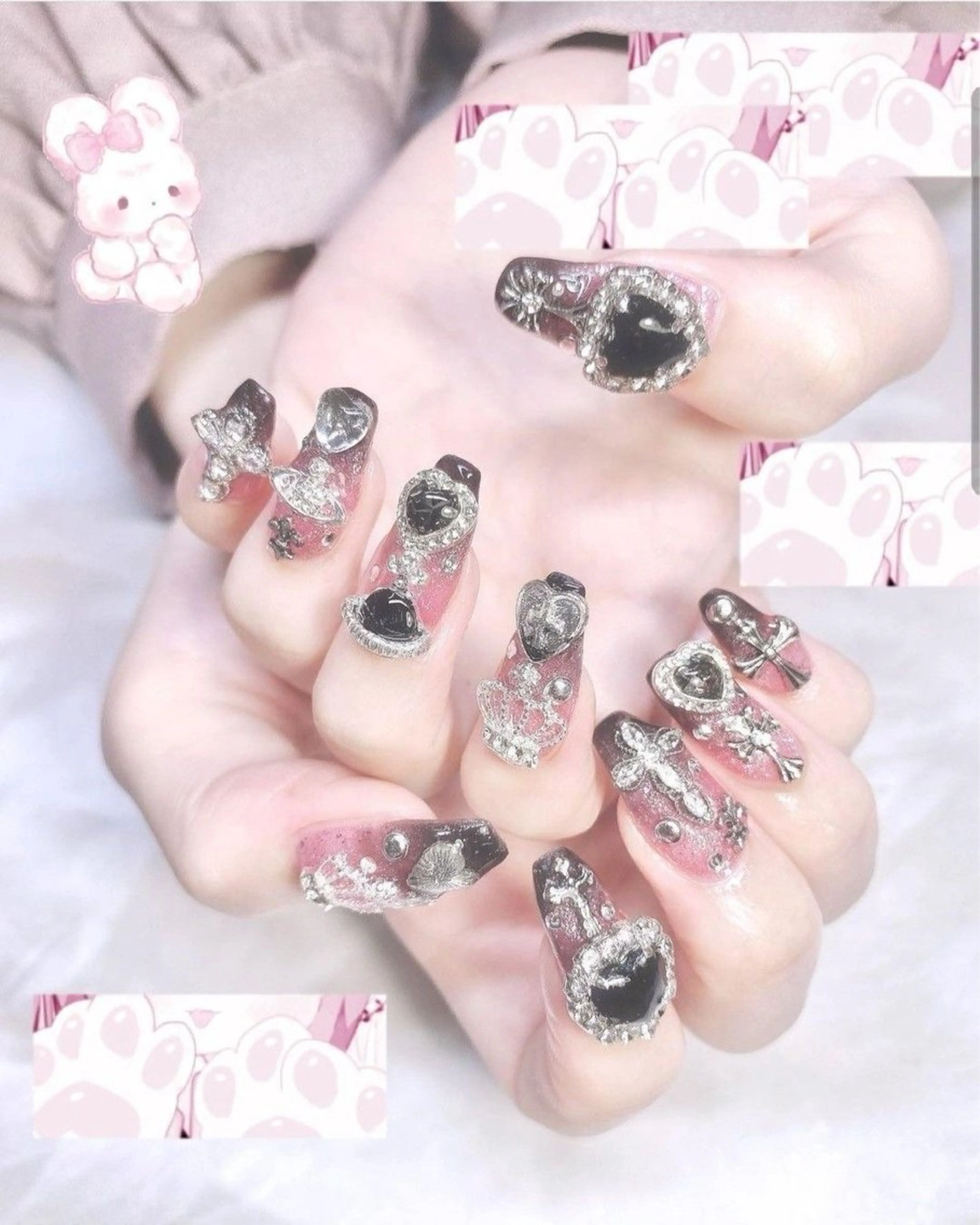 ネイル マグネットネイル ピンク ネイルチップ 冬ネイル Lee Nailsのネイルデザイン