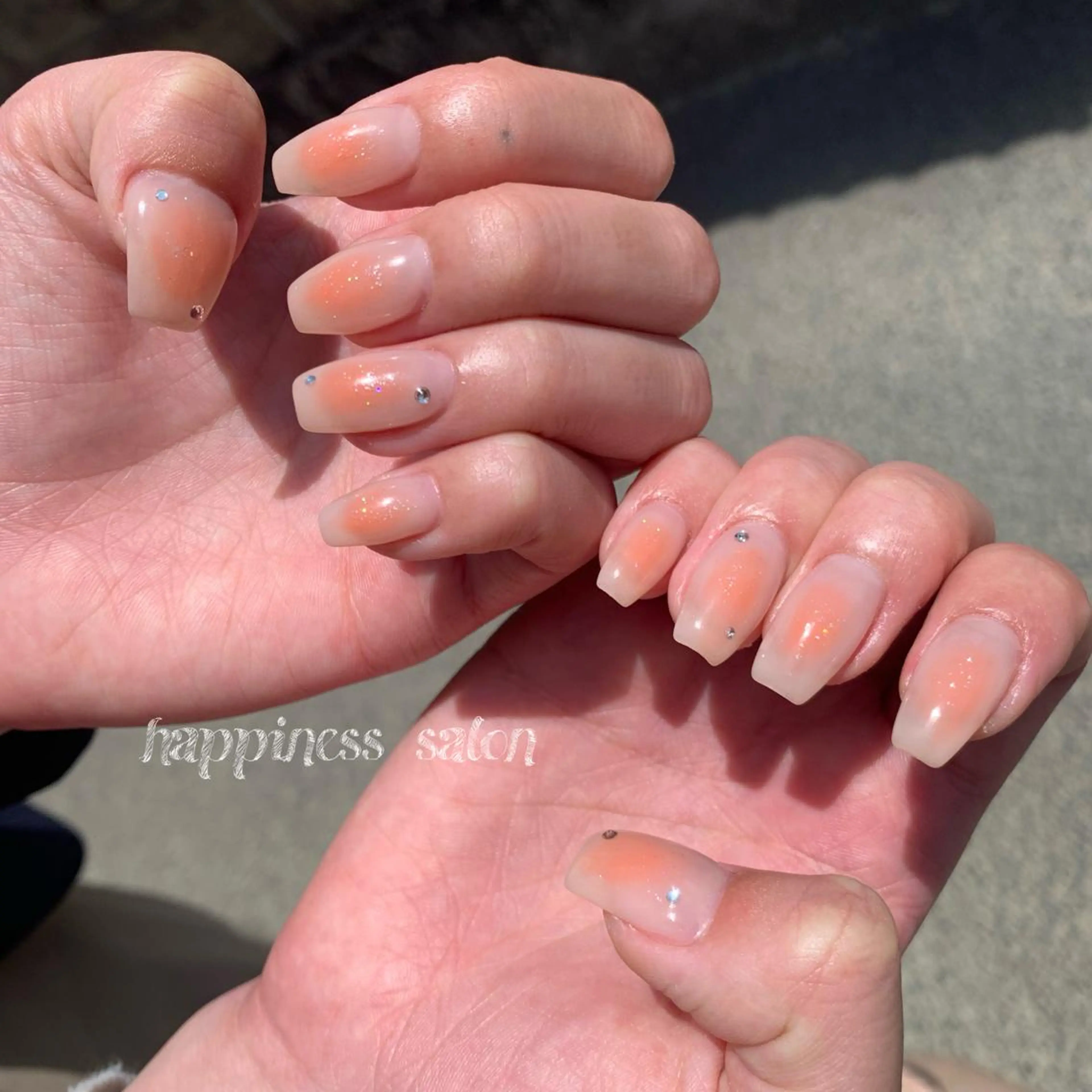 ネイル アートネイル チークネイル ハート ロングネイル スカルプネイル happiness nailのネイルデザイン