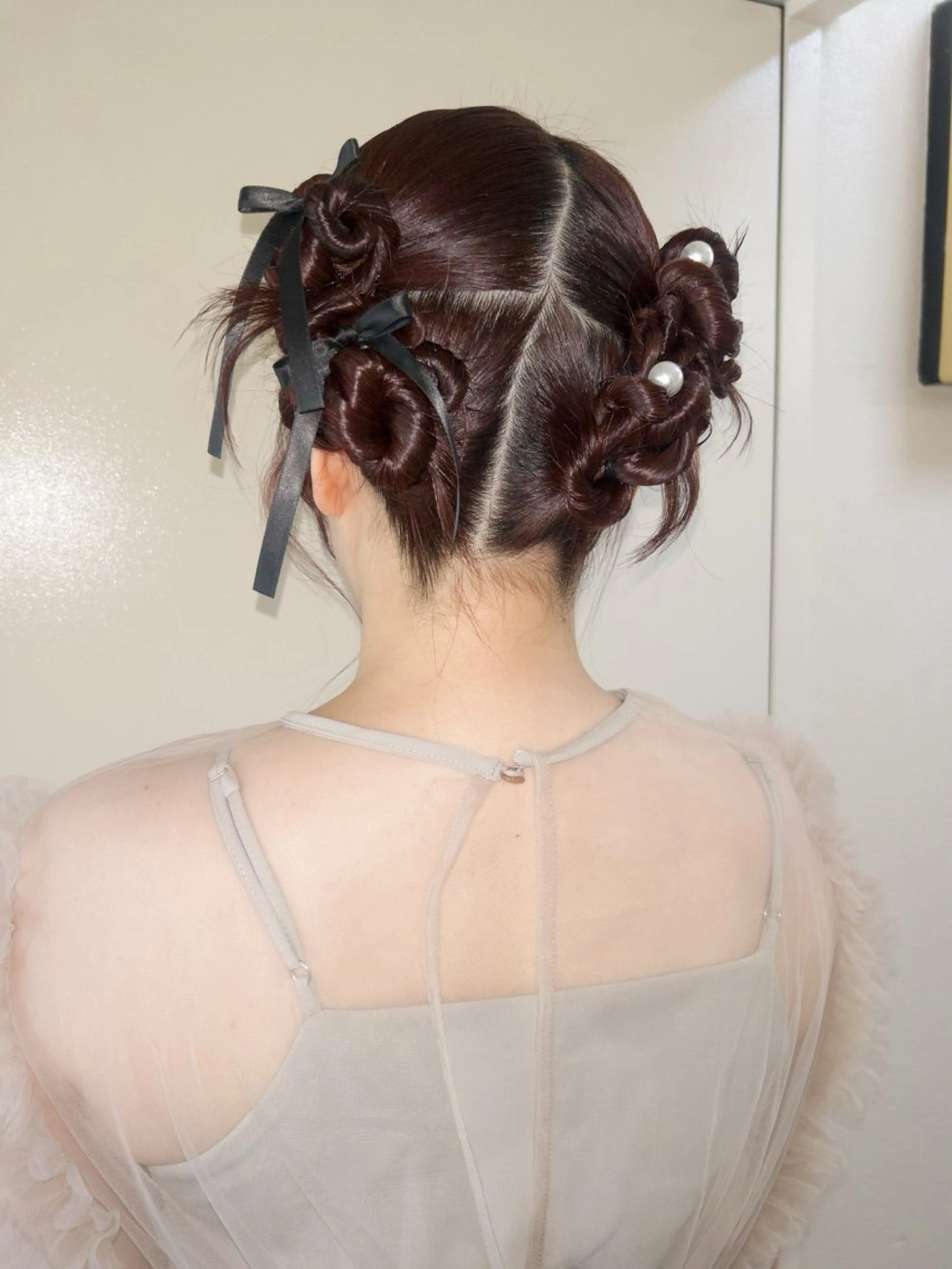 セミロング カラー ヘアアレンジ ブリーチ ダブルカラー ブリーチなしカラー レッドカラー 浴衣 着付け ☕️結【suii.】 ボブ/ヘアセット☕️のヘアスタイル