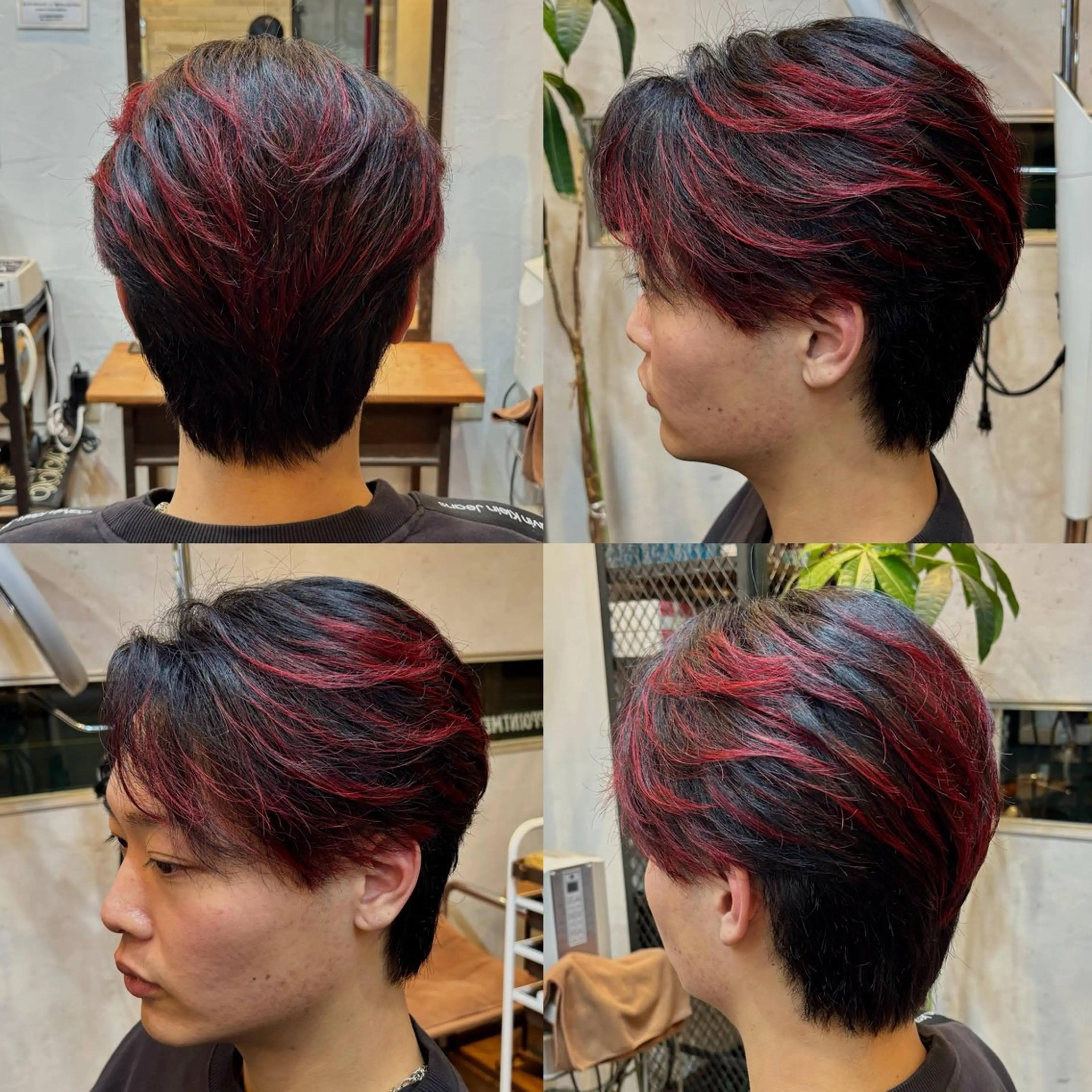 カラー メンズ センターパート メンズメッシュ メンズパーマ メッシュ フクヤマ サクラのヘアスタイル