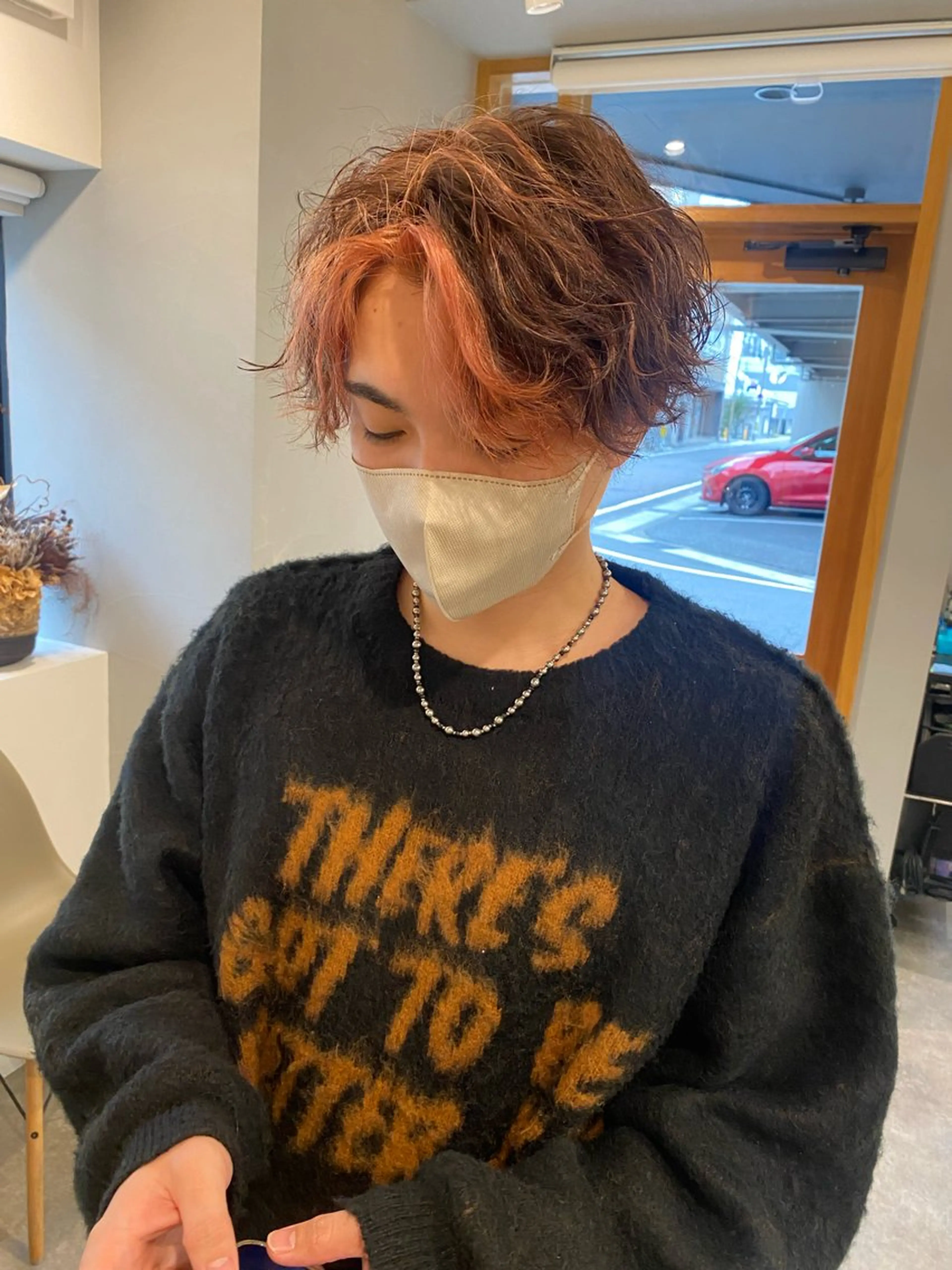 メンズ ヘアカラー トリートメント akane/ 縮毛矯正/暖色のヘアスタイル