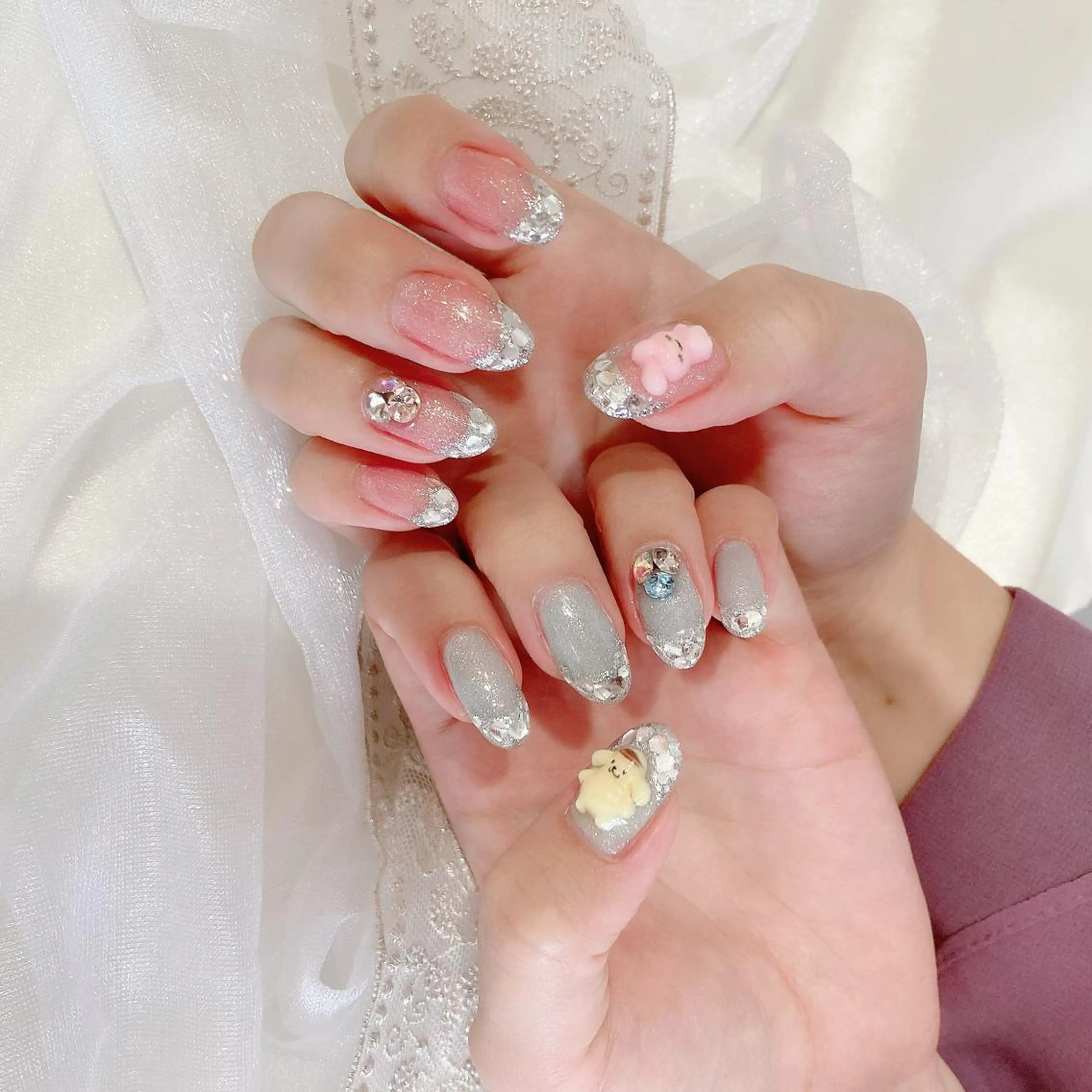 セミロング カラー パーマ ヘアアレンジ メンズ キッズ ネイル マツエク・マツパ アイブロウ フレンチネイル ジェルネイル ガラスフレンチ ハンドネイル Salon Ｋのネイルデザイン