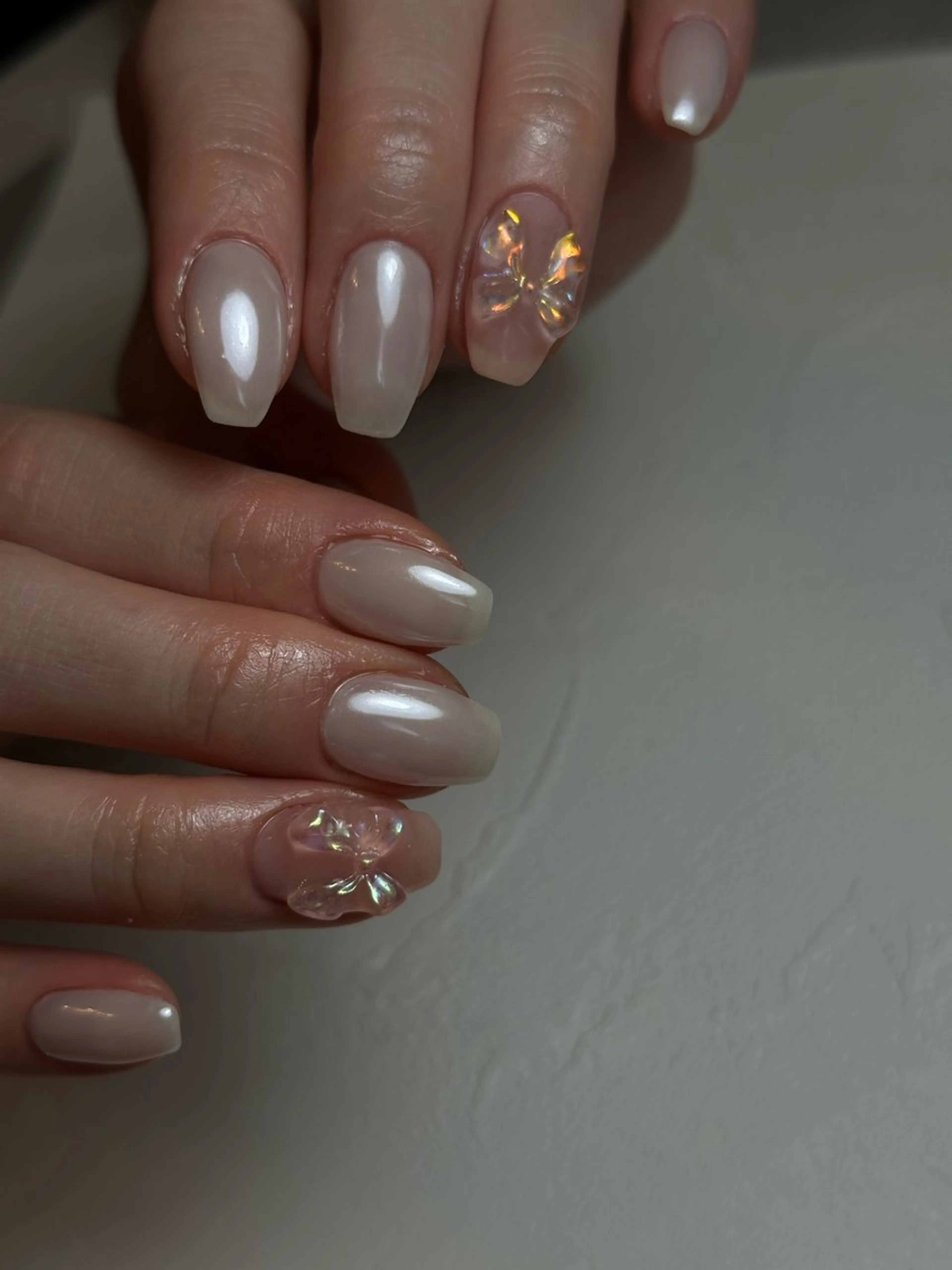 ネイル ピンク ピンクベージュ ホワイト havi nailのネイルデザイン