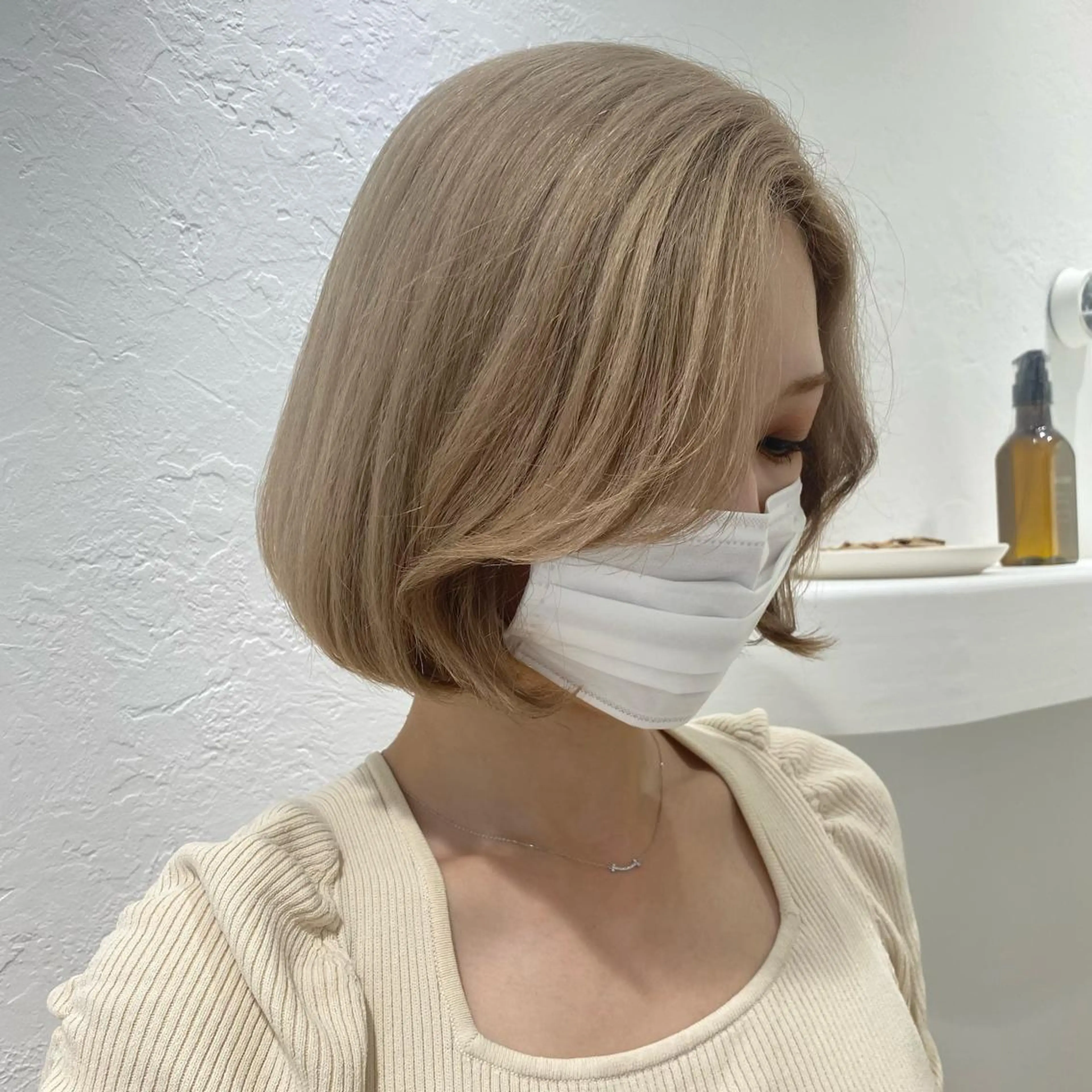 ショート 顔周りカット タンバルモリ 艶カラー/韓国風ヘア 🩵shioneのヘアスタイル