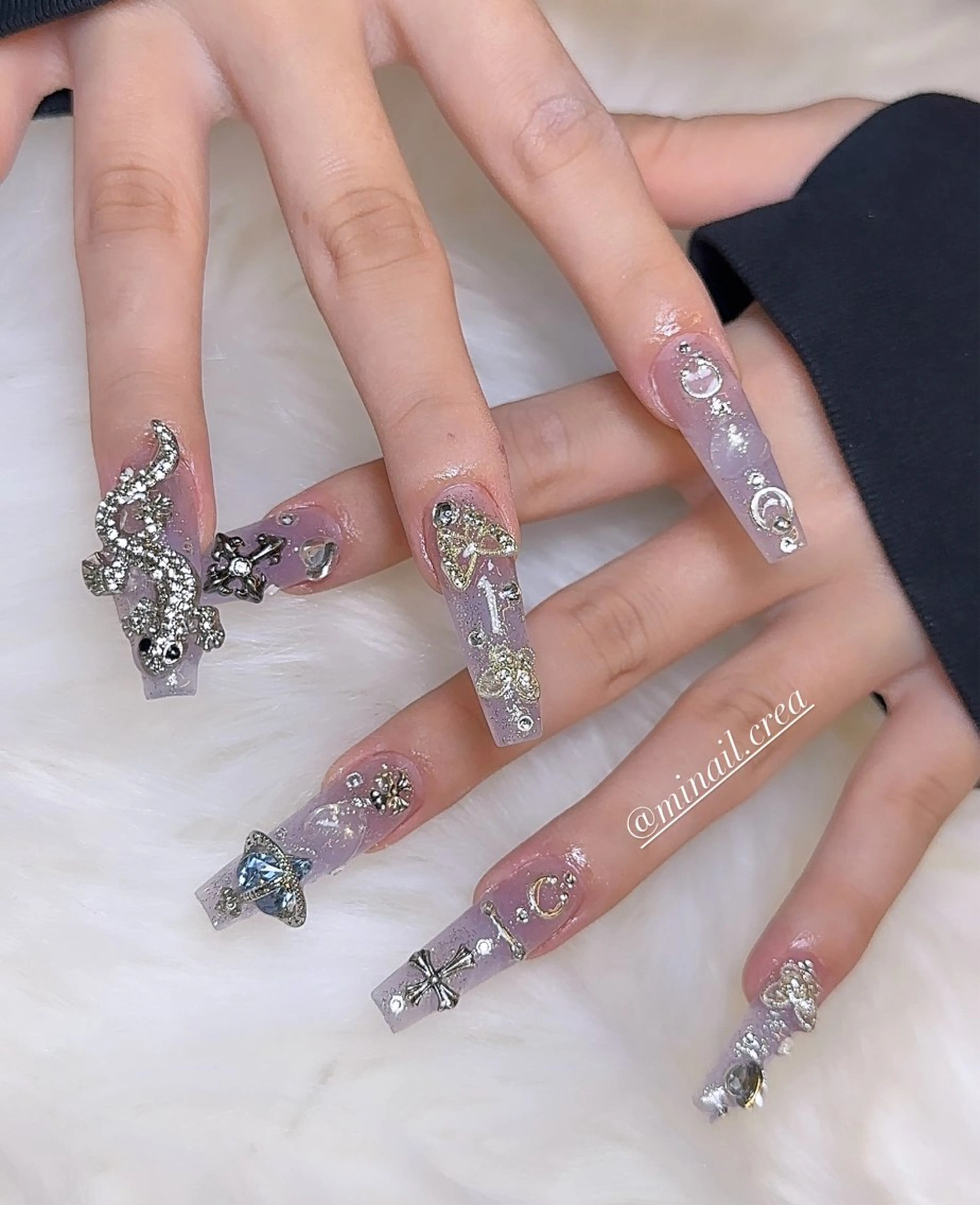 ネイル ジェルネイル キラキラネイル ロングネイル ワンカラーネイル スカルプネイル ハンドネイル CRéA　-private nailsalon-所属・CReA nailのネイルデザイン