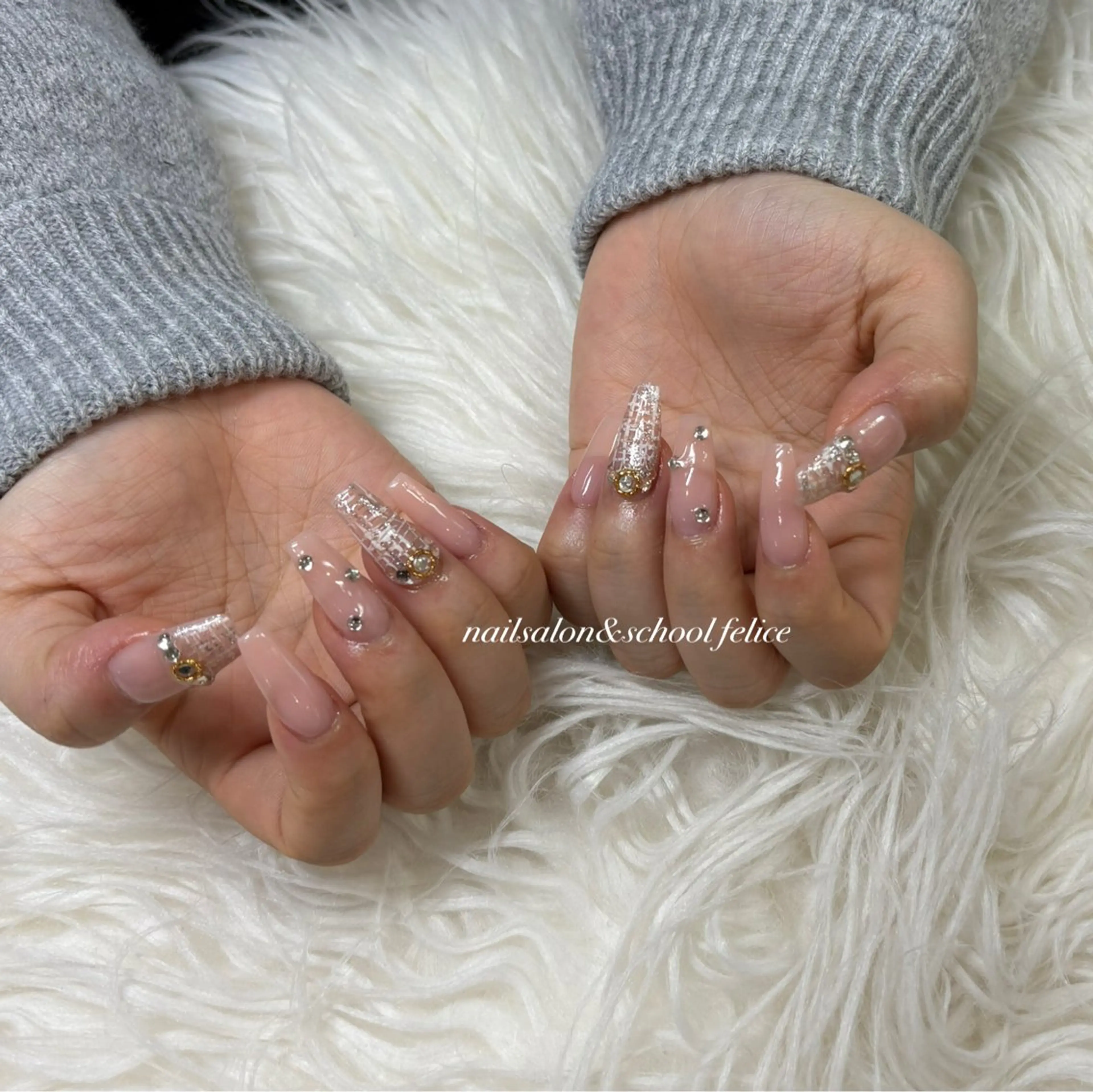 ネイル スカルプネイル ツイードネイル ネイリスト 陽弓のネイルデザイン