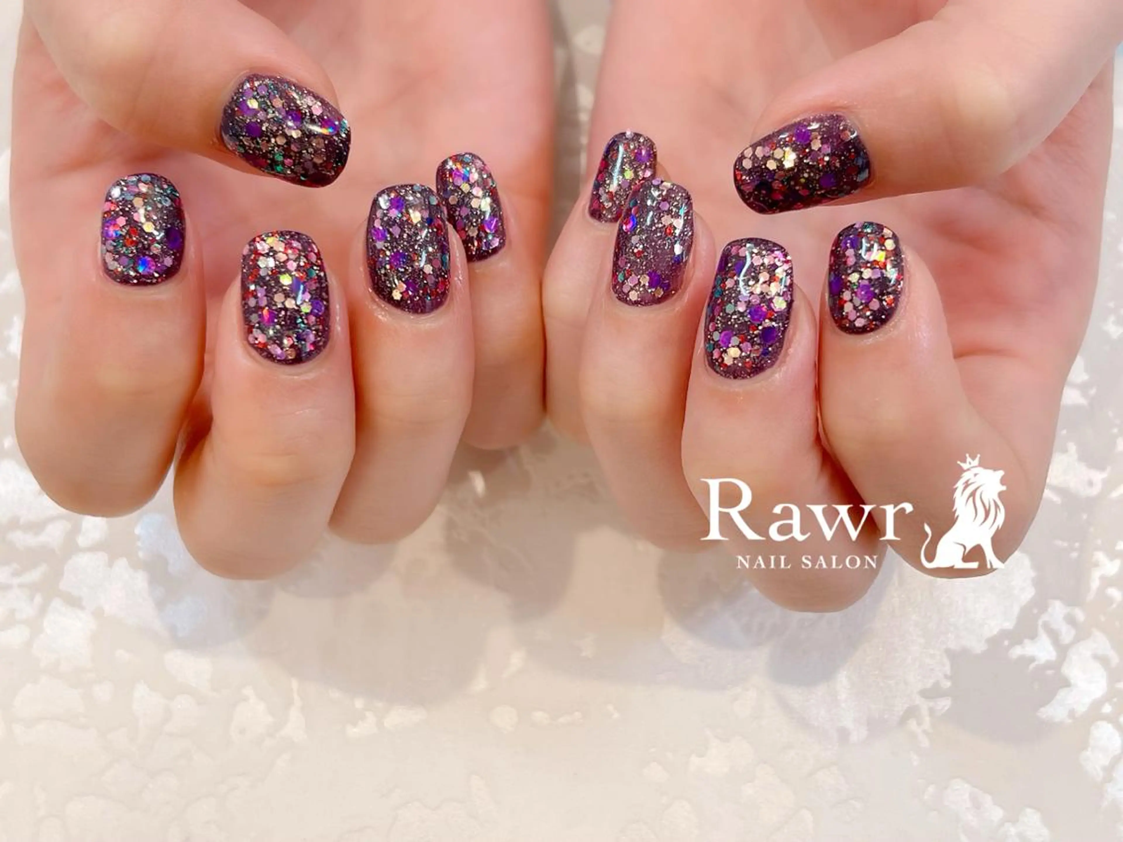 ネイル ラメ(グリッター) ハンドネイル Rawr / saoriのネイルデザイン