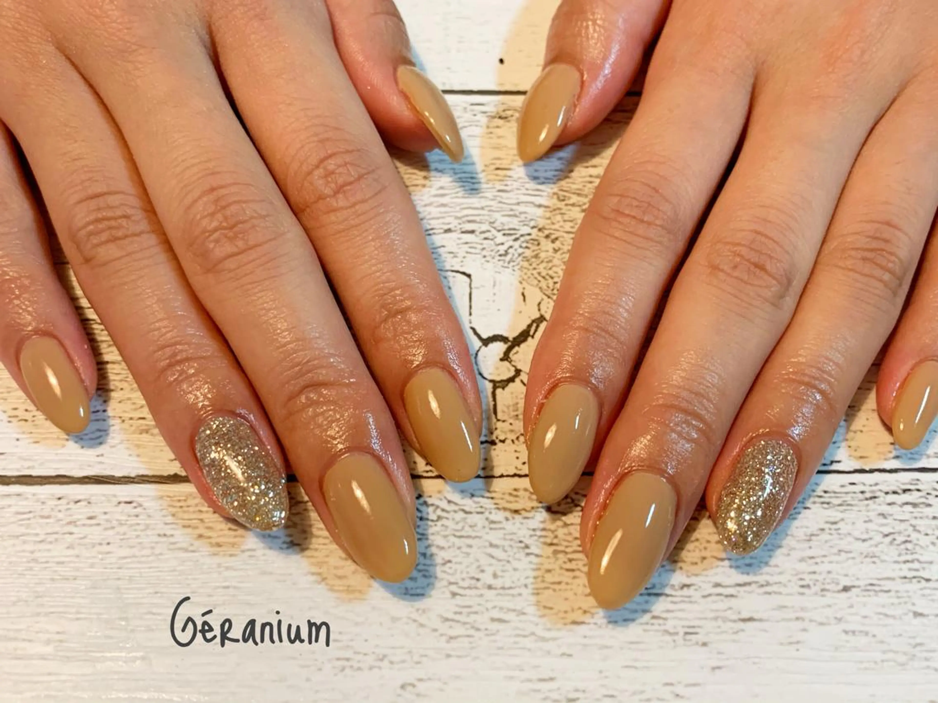 ネイル ラメ(グリッター) ハンドネイル GéRanium Harukaのネイルデザイン
