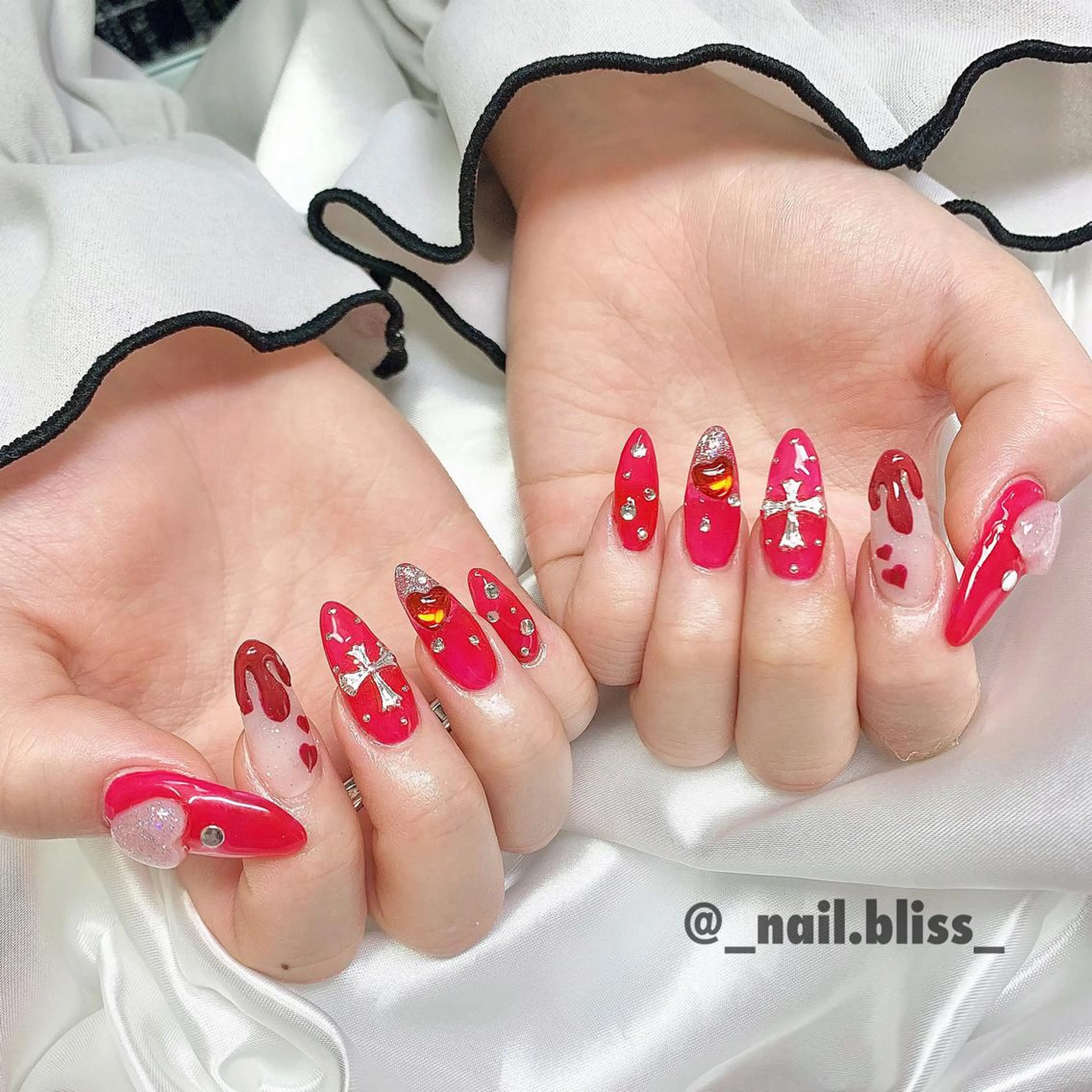 ネイル ボルドー 赤色 NAIL BLISSのネイルデザイン