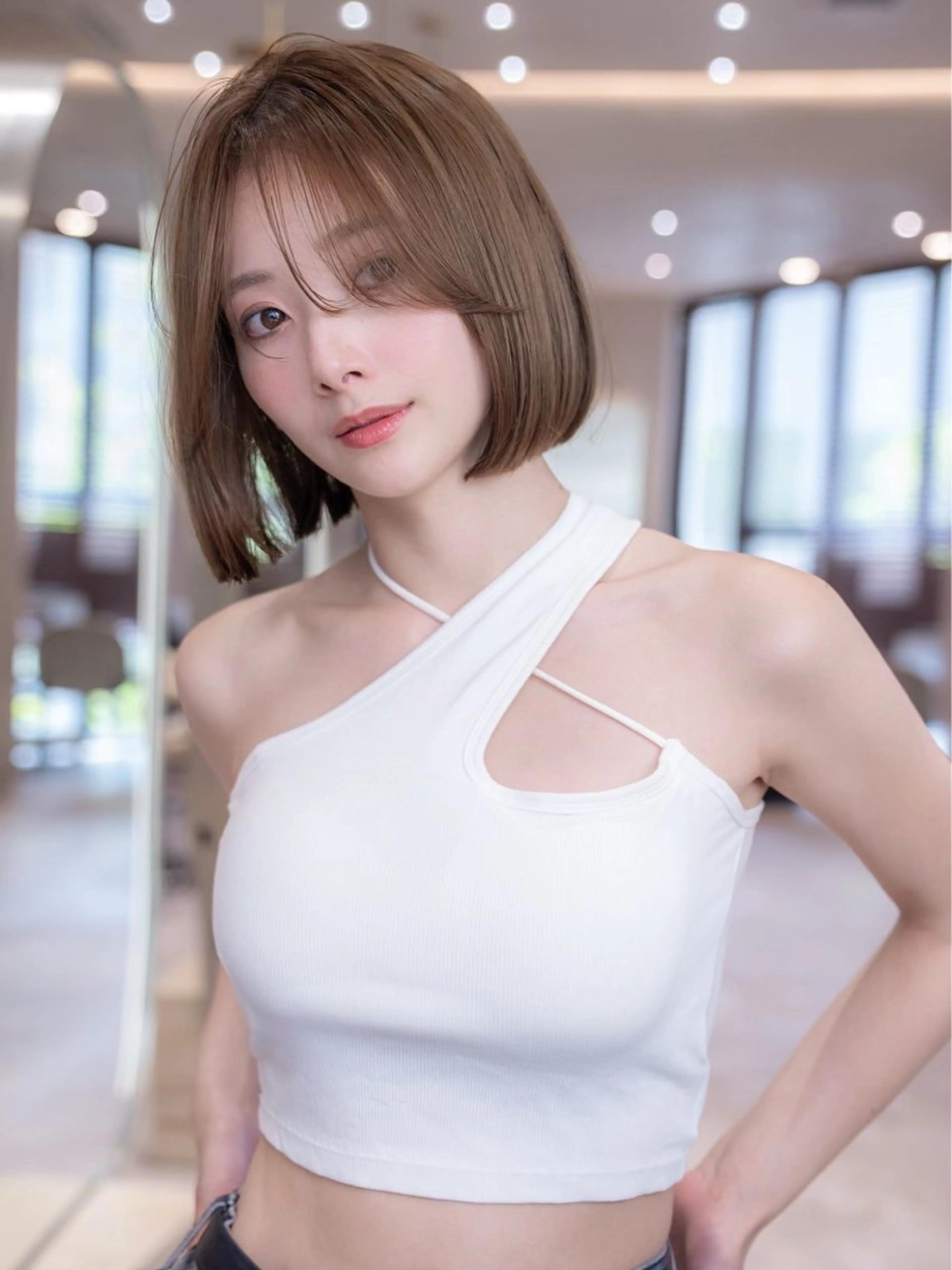 ミディアム カラー カット ヘアカラー トリートメント 渋谷/レイヤーボブ・ 韓国ボブ特化/楓のヘアスタイル